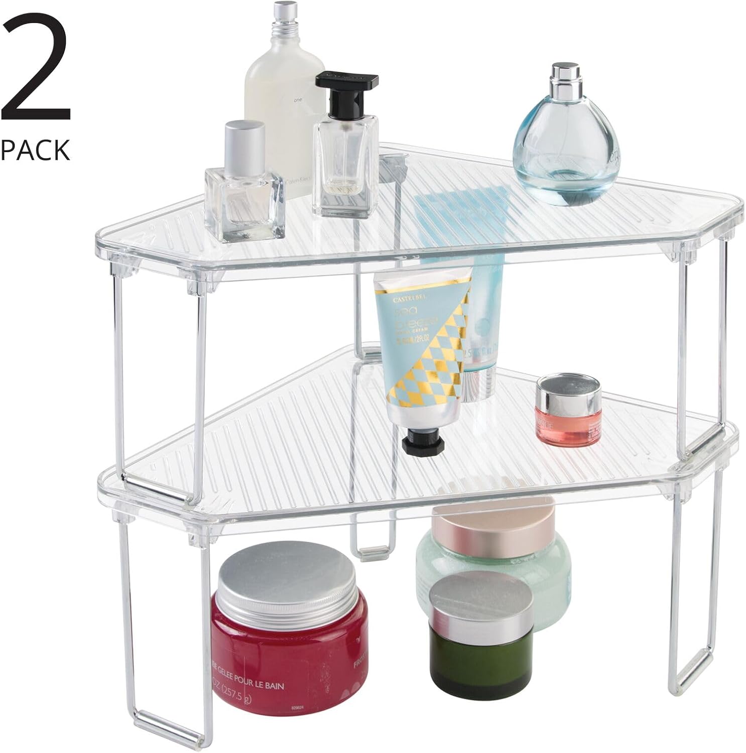 mDesign Corner Stackable Rack 2 Pack Clear