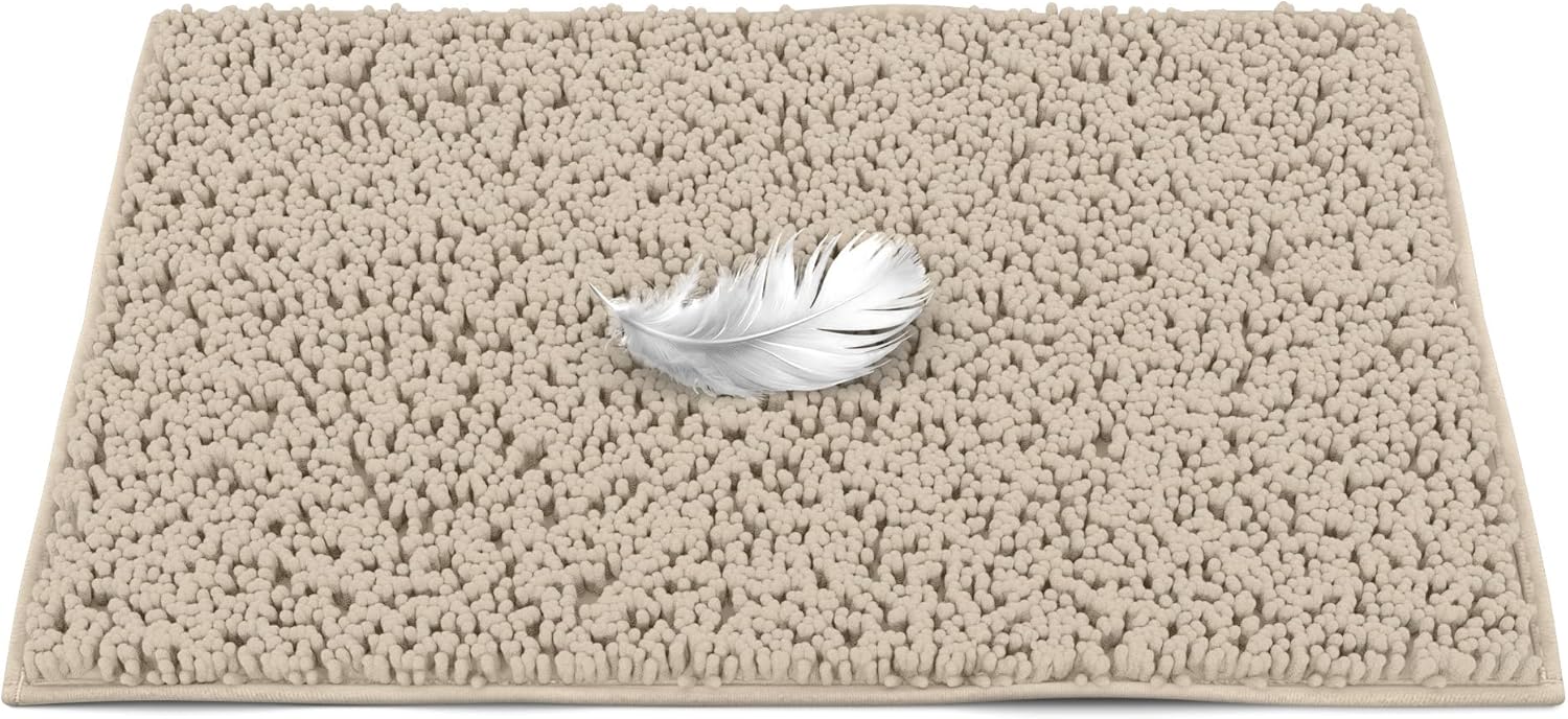 MAYSHINE Plush Chenille Bath Mat 24x17 Beige