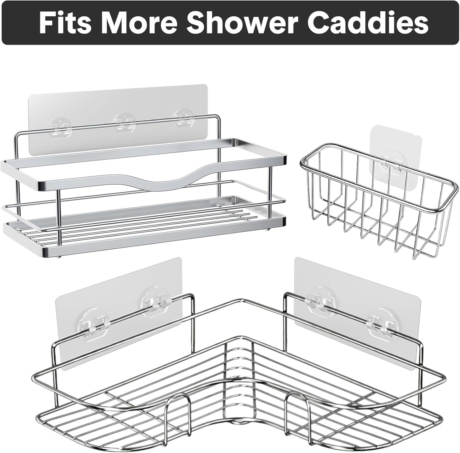 Shower Caddy Adhesive Hooks 15-Pack Strong Suction Stickers