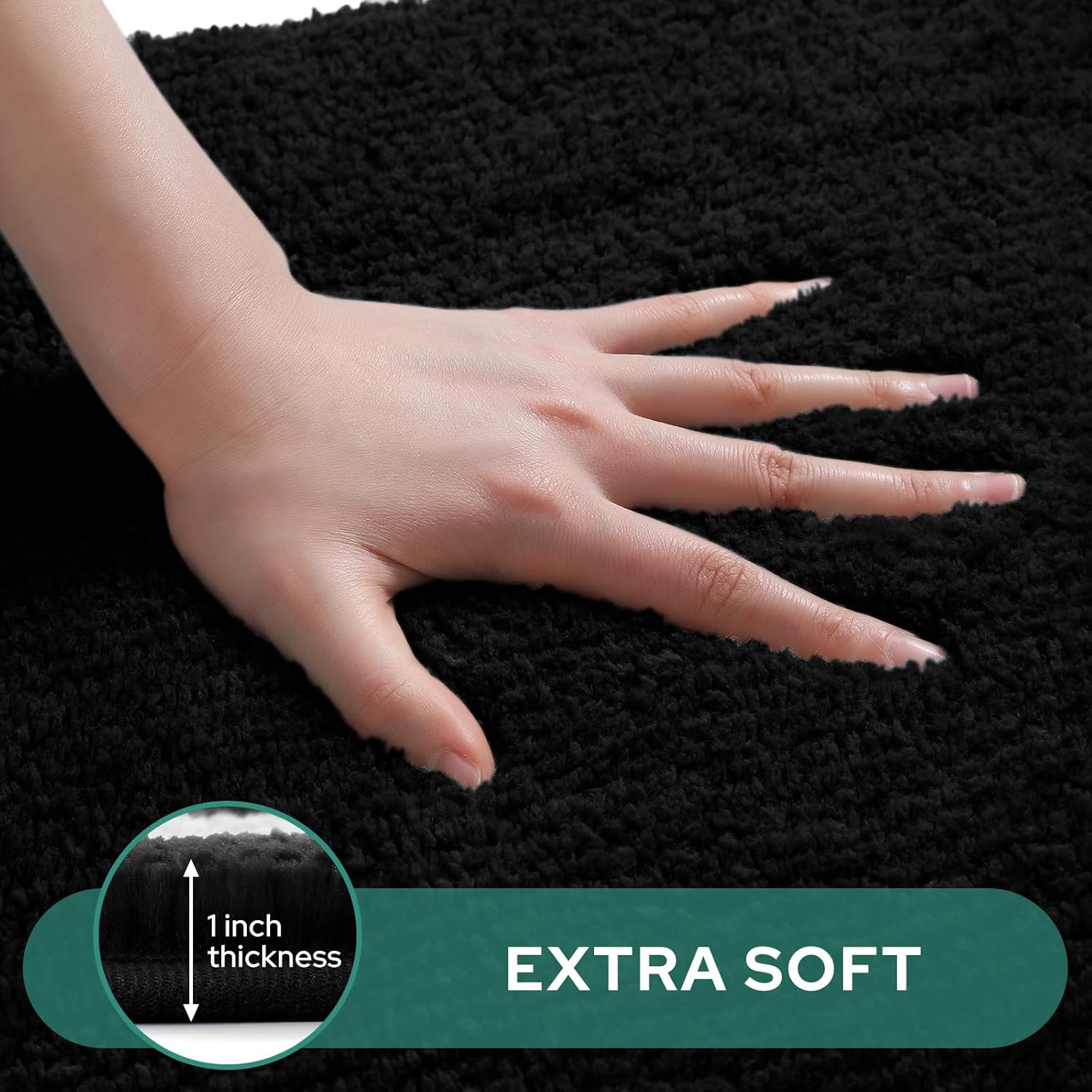 HOMEIDEAS 2-Piece Bath Rug Set Non-Slip Microfiber Mats