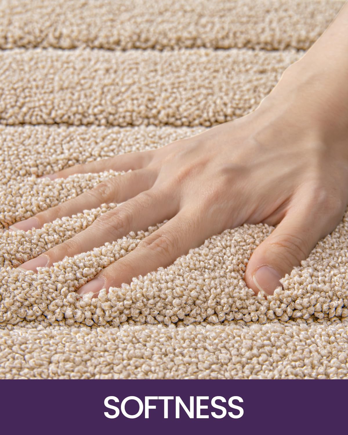DEXI Non-Slip Microfiber Bathroom Rug Mat 32x20 Beige