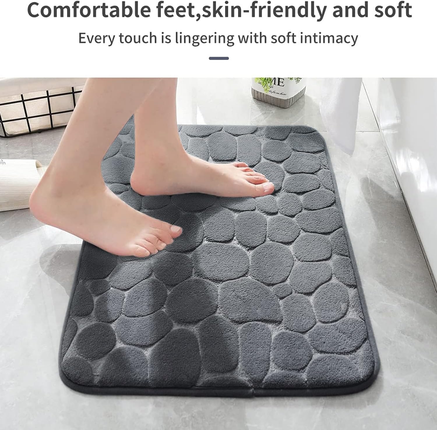YIHOUSE Memory Foam Bath Mat 20x32 Dark Gray