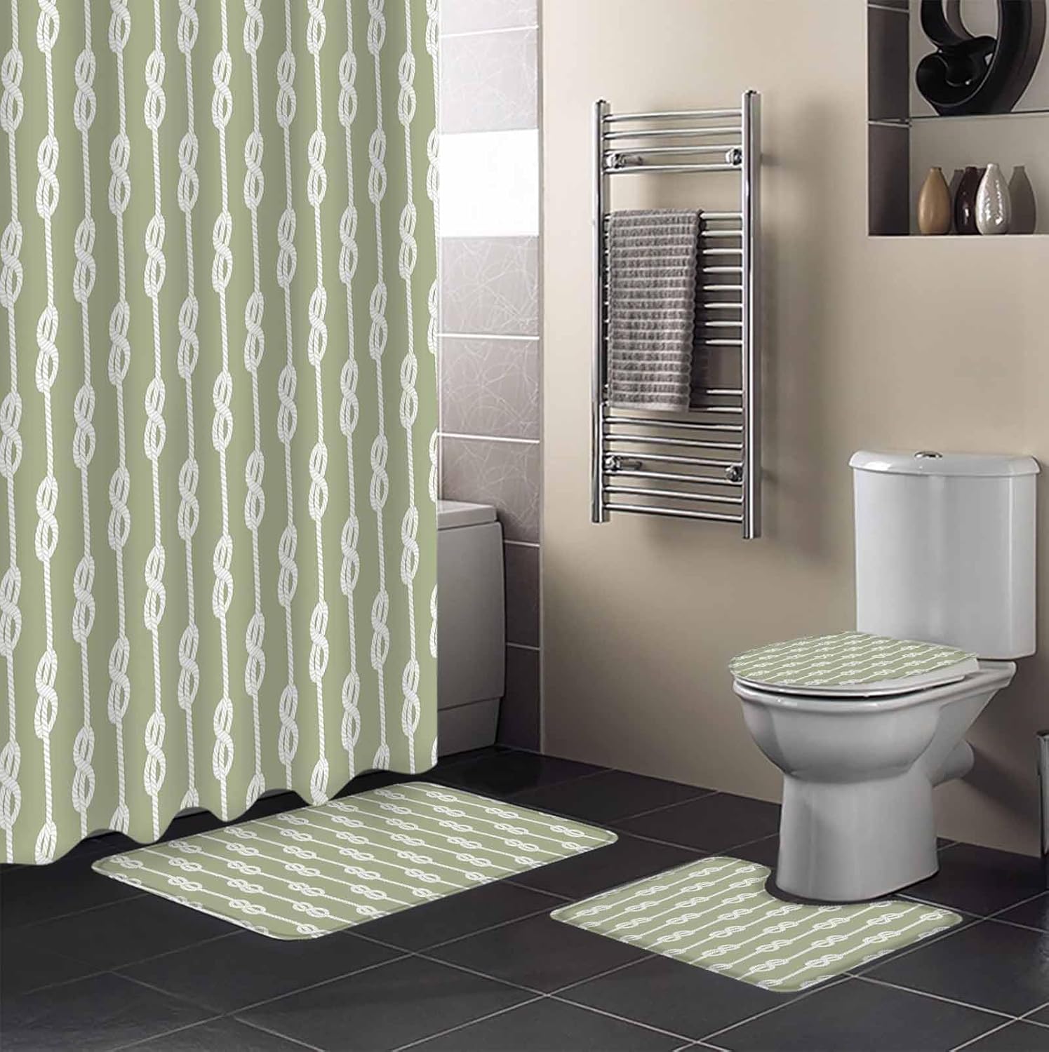 ZOE GARDEN Sage Green Knot Bathroom Set 1