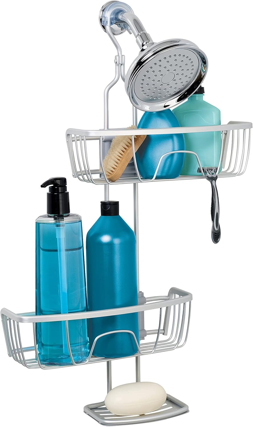 Zenna Home NeverRust Shower Caddy with Adjustable Shelves and Hooks