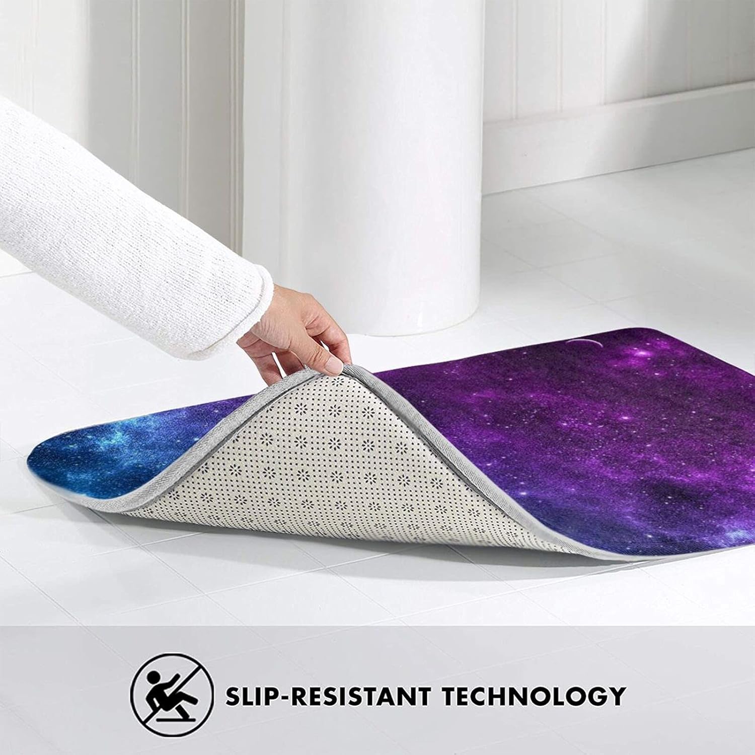 Galaxy Blue Purple Bath Mat with Non-Slip Design