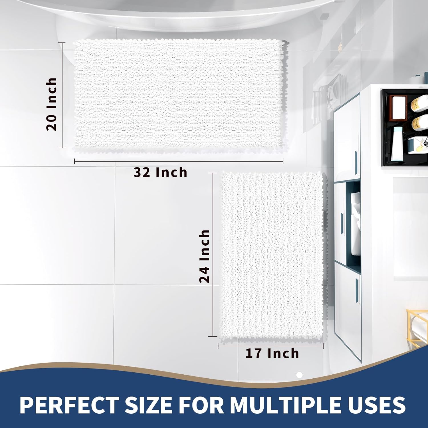 Yimobra White Bath Rugs Set Soft Thick Non-Slip