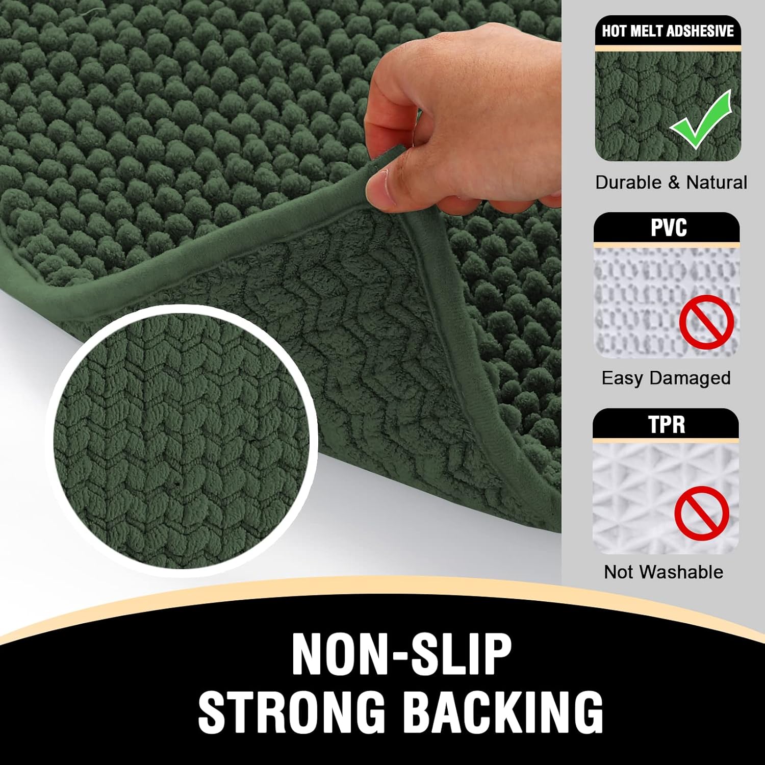 HVERSAILTEX Bath Rugs Set of 2 Non-Skid Plush Runner