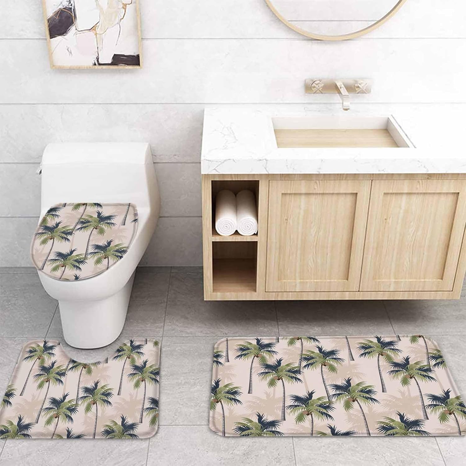 Zoe Garden 72x72 Inch Tropical Palm Tree Bathroom Set