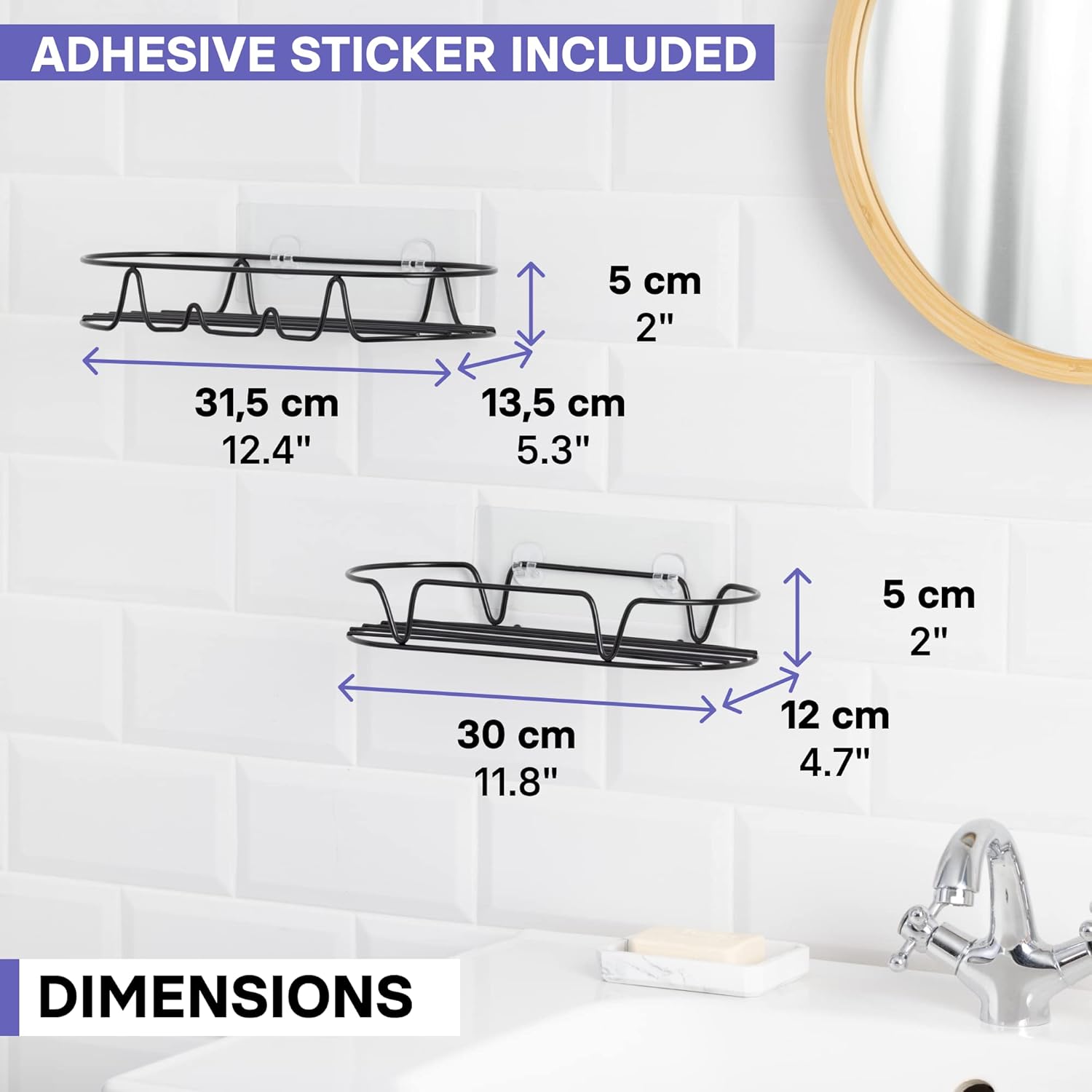 KINCMAX Shower Caddy 2-Pack Matte Black