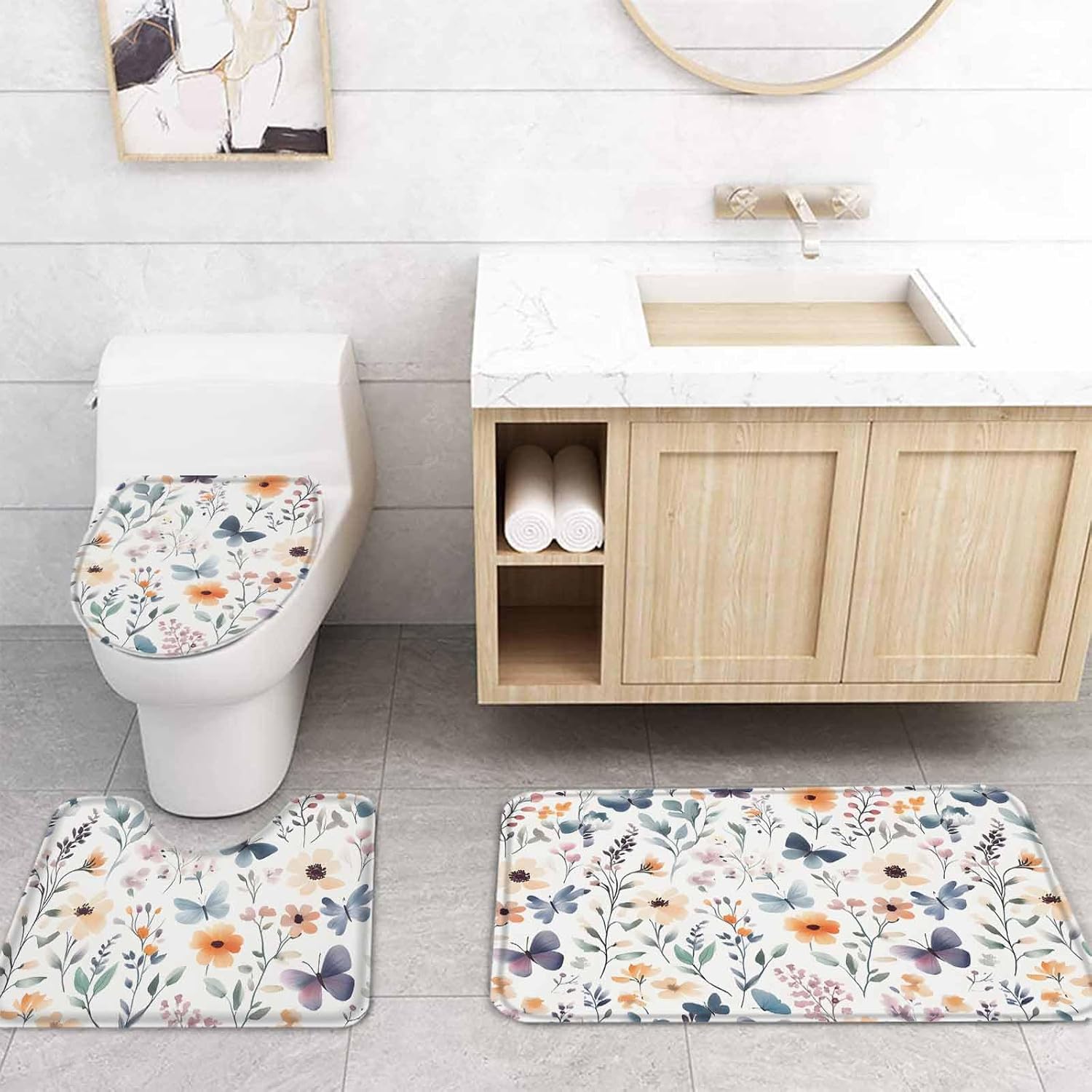 ZOE GARDEN Botanical Flower Bathroom Set