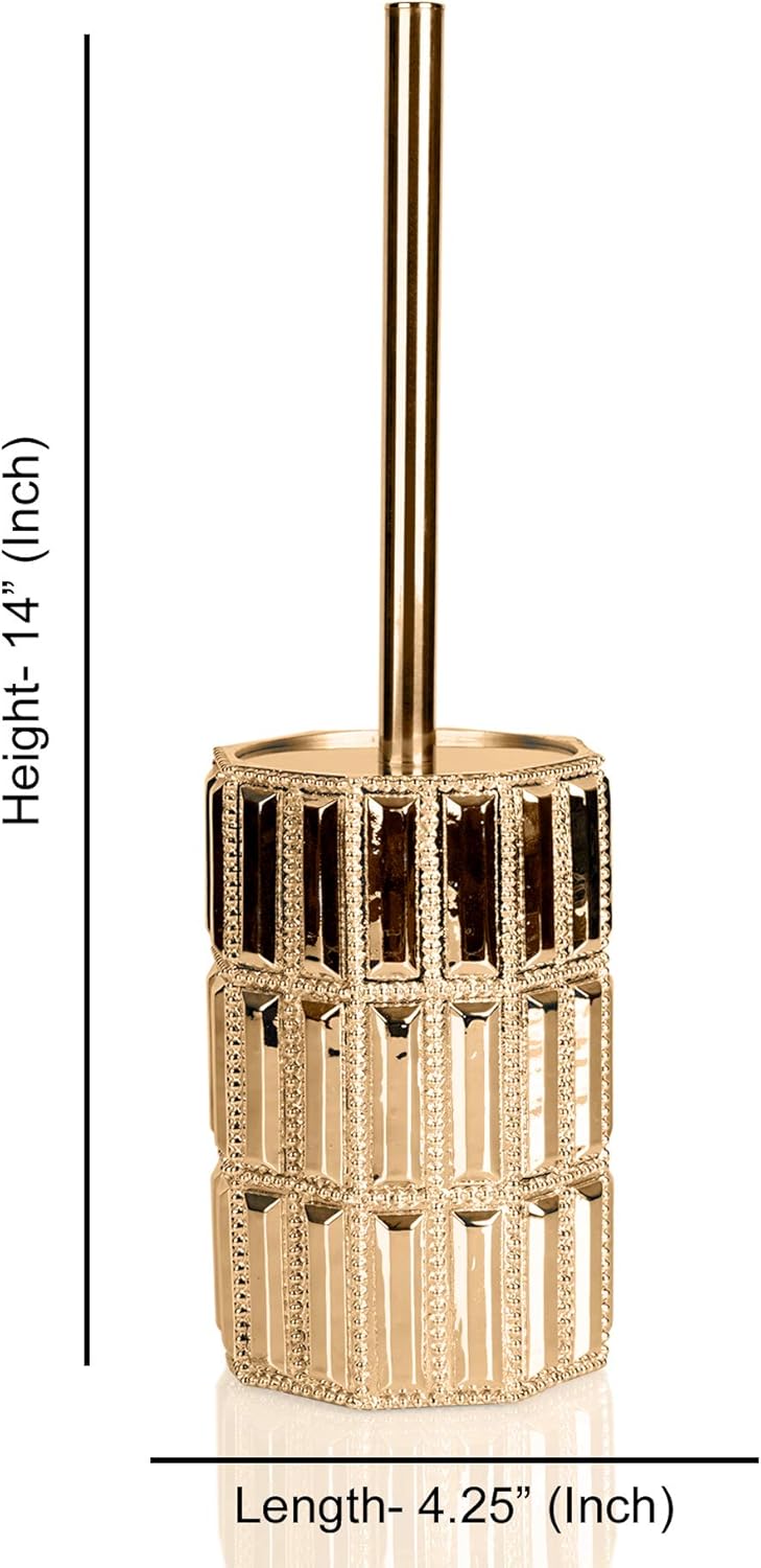 Nu Steel Resin Toilet Brush with Holder Gold Finish