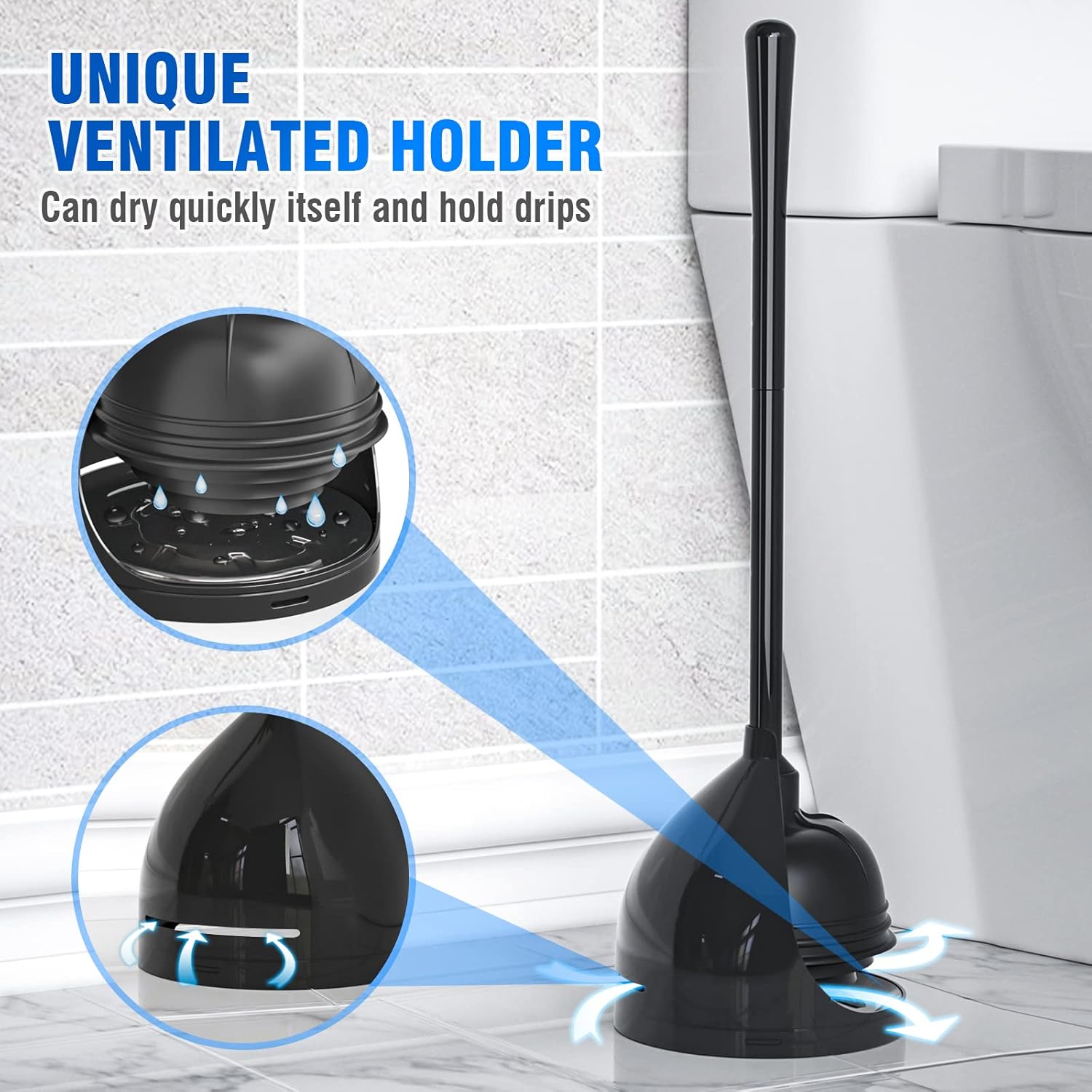 Uptronic Toilet Plunger and Brush Set with Holder 1