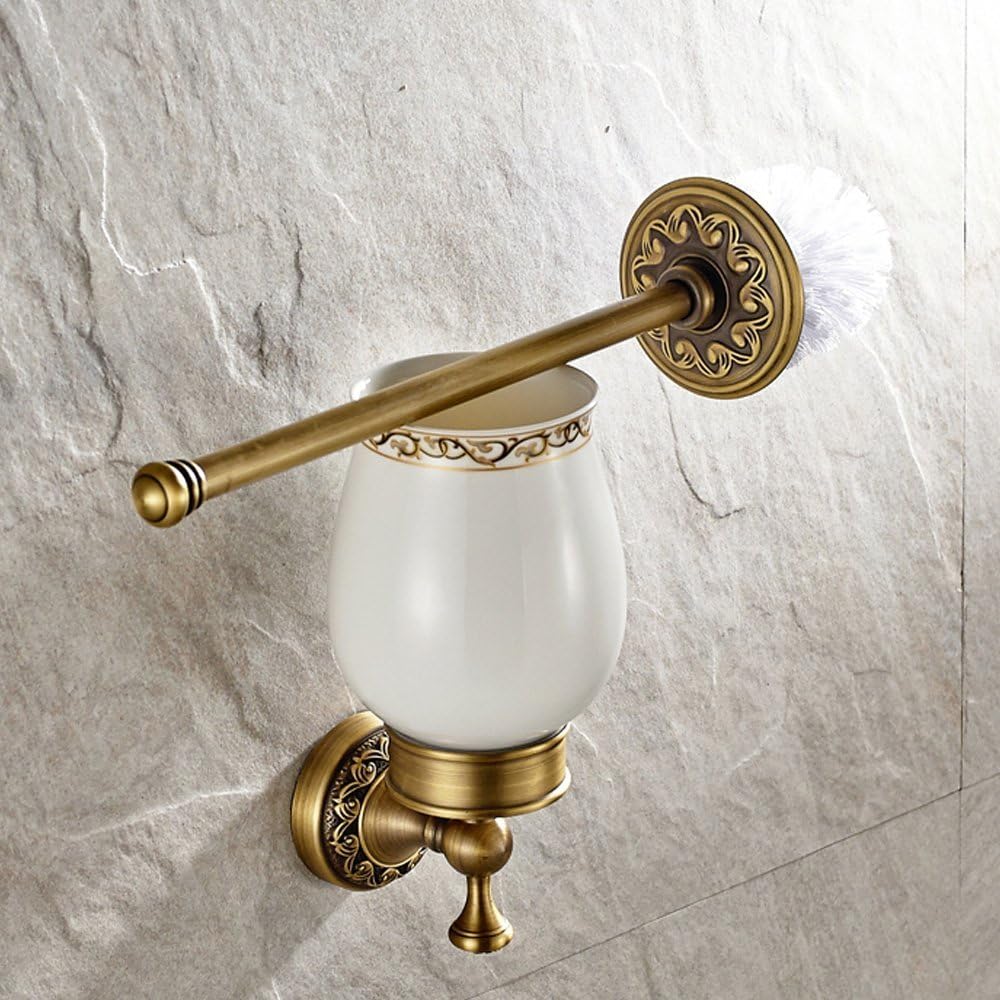 Leyden Antique Brass Toilet Brush Holder with Ceramic Cup 1