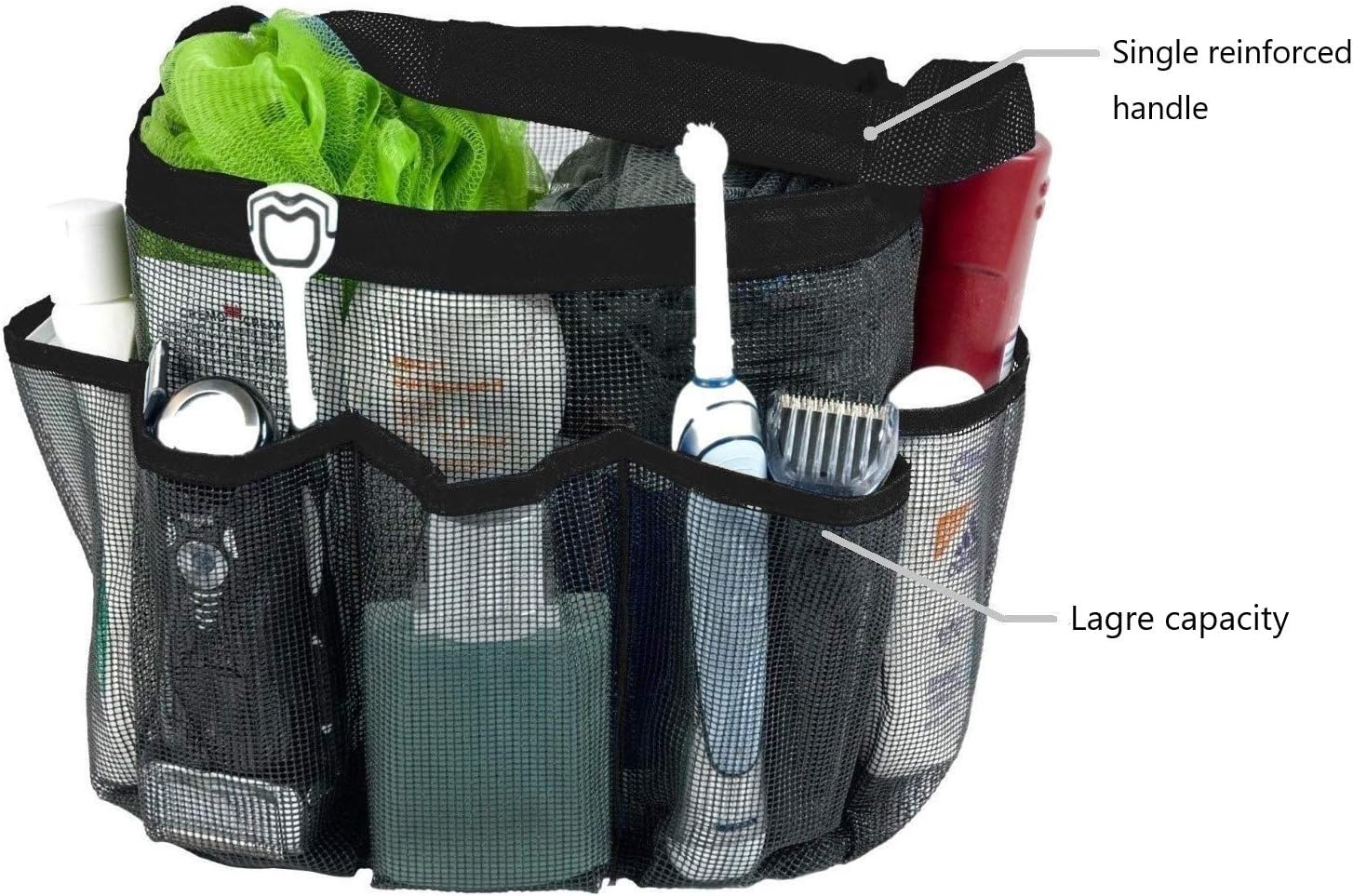 VousNous Mesh Shower Caddy with 8 Compartments Black