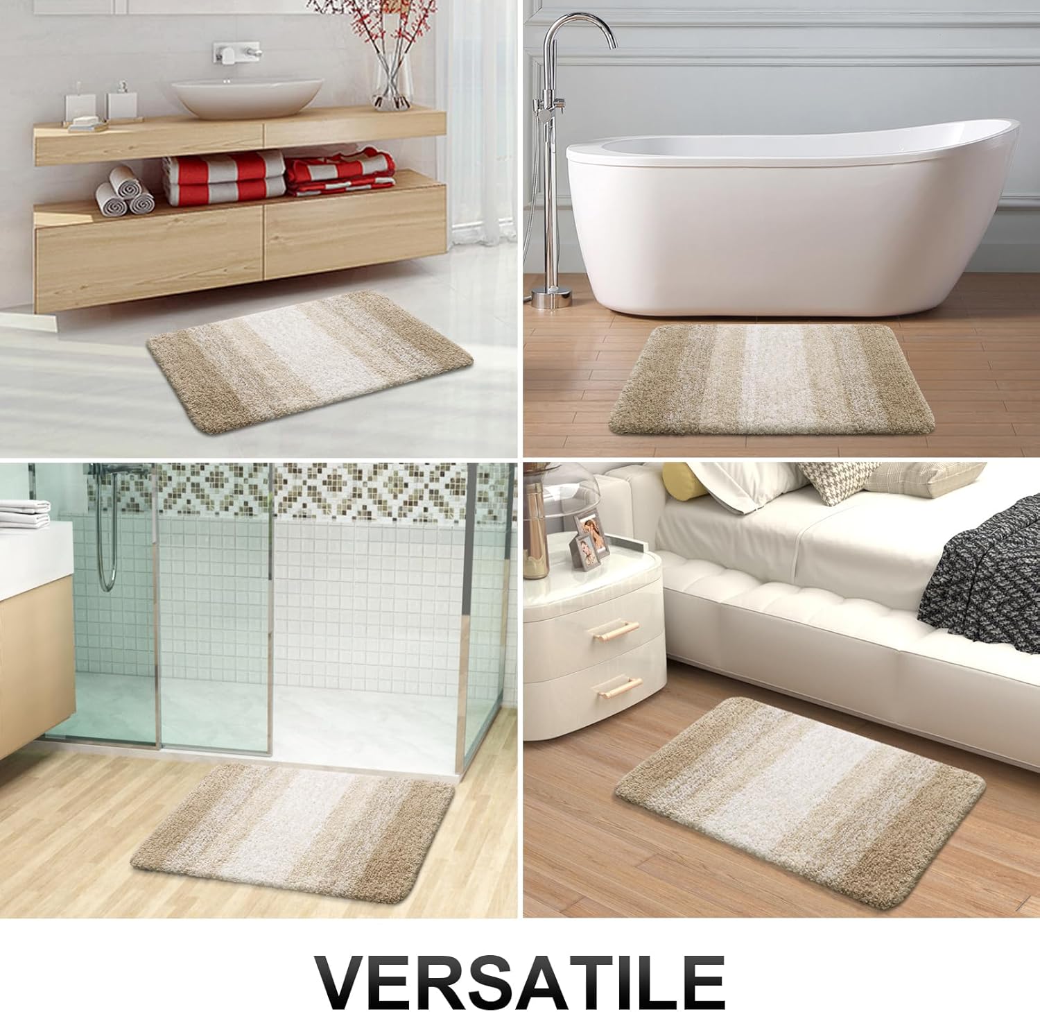 OLANLY Luxury Toilet Rug U-Shaped 24x20 Tan
