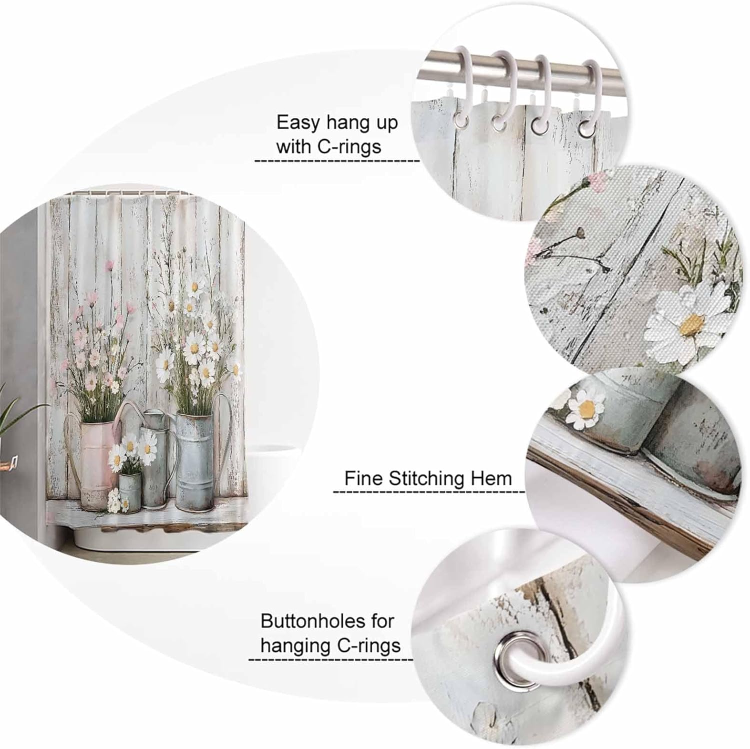 ZOE GARDEN White Pink Floral Bathroom Set