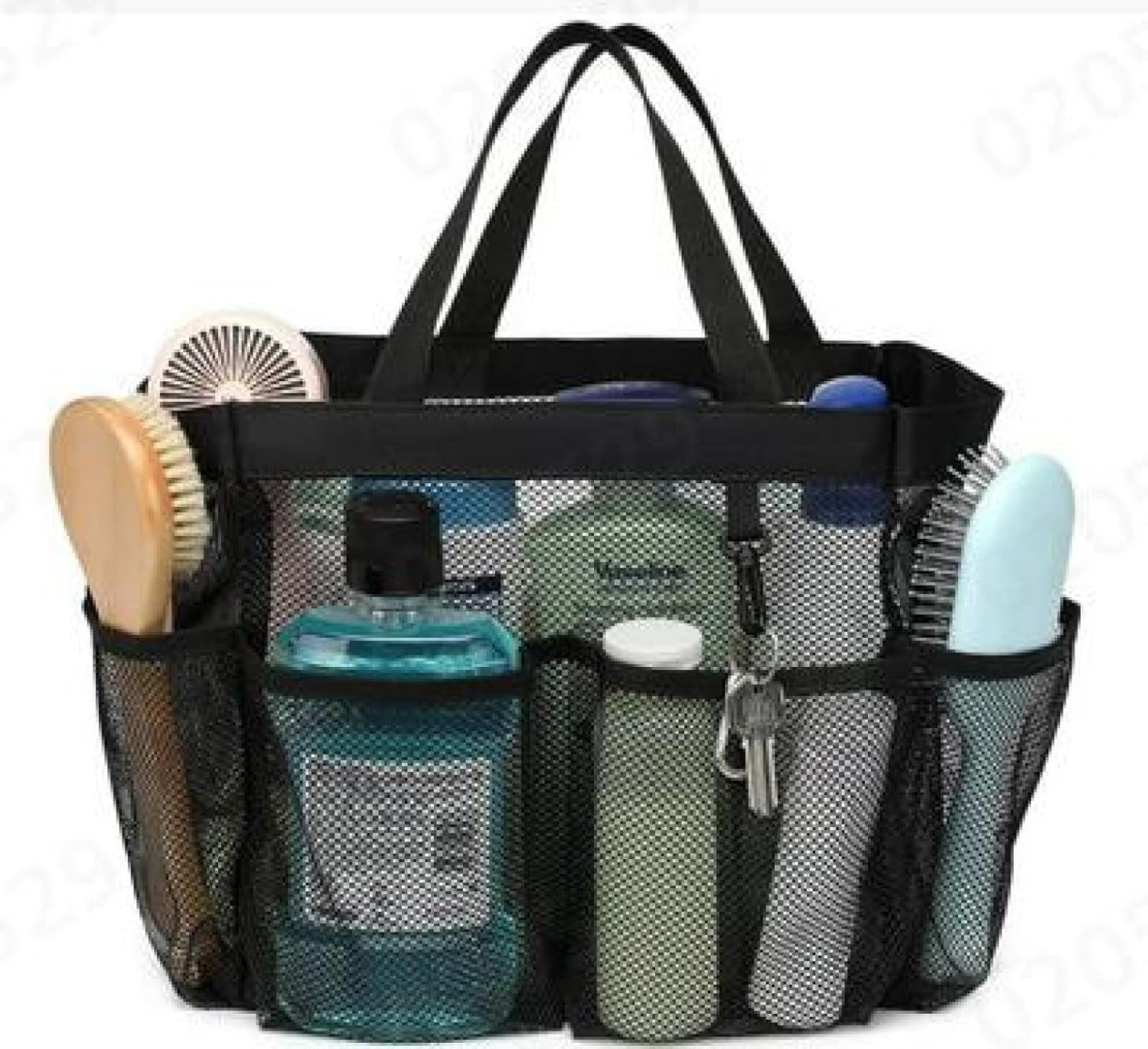 Mesh Shower Caddy with 8 Pockets - Black