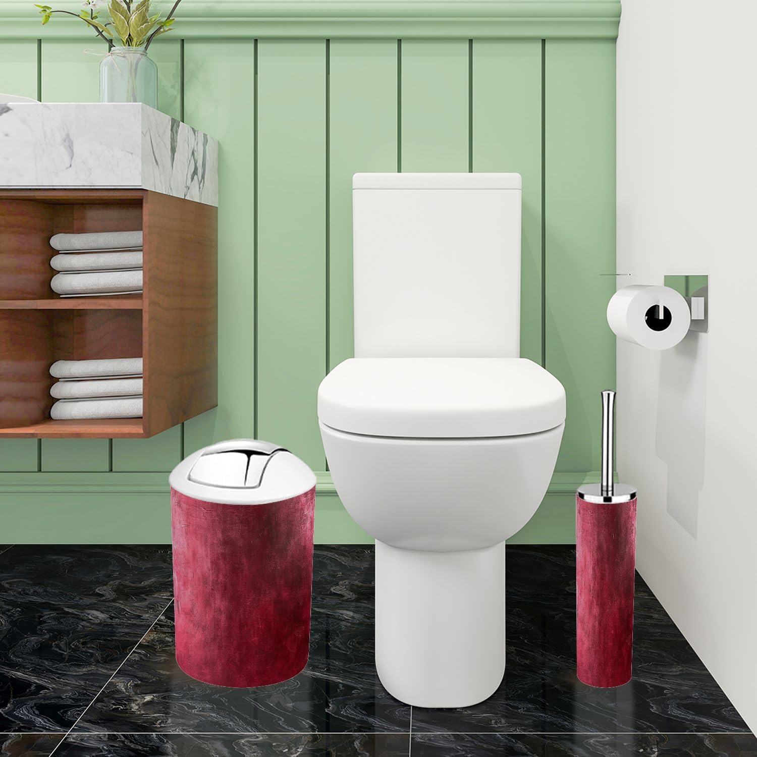 Boho Rose Bathroom Accessory Set 6 Piece 1