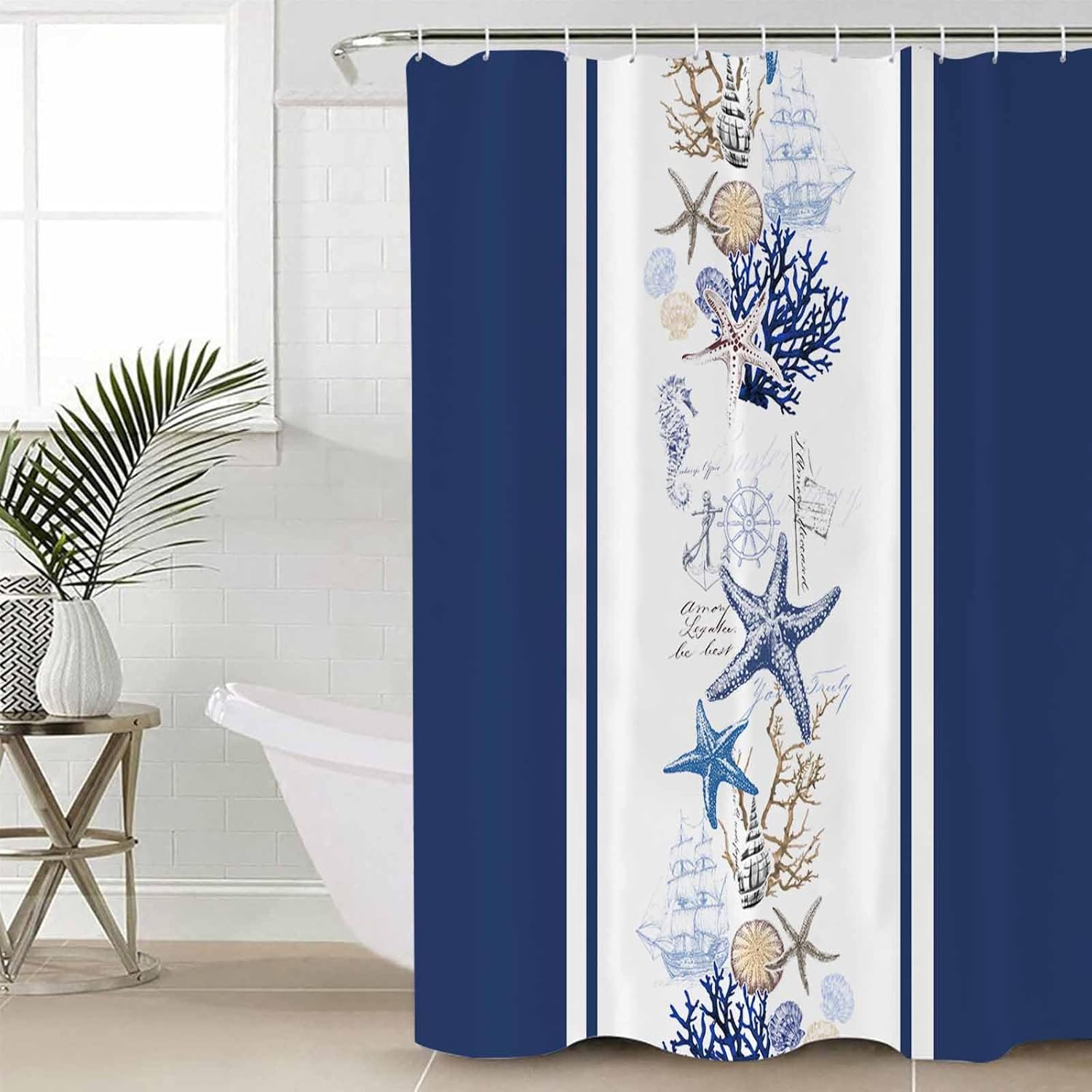 ZOE GARDEN Coastal Navy Bathroom Set with Rug and Accessories