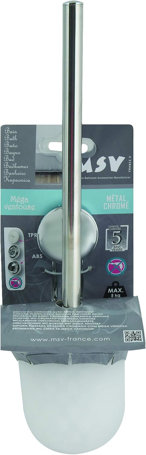 Toilet Brush Holder with Mega Suction Cups Chrome 1