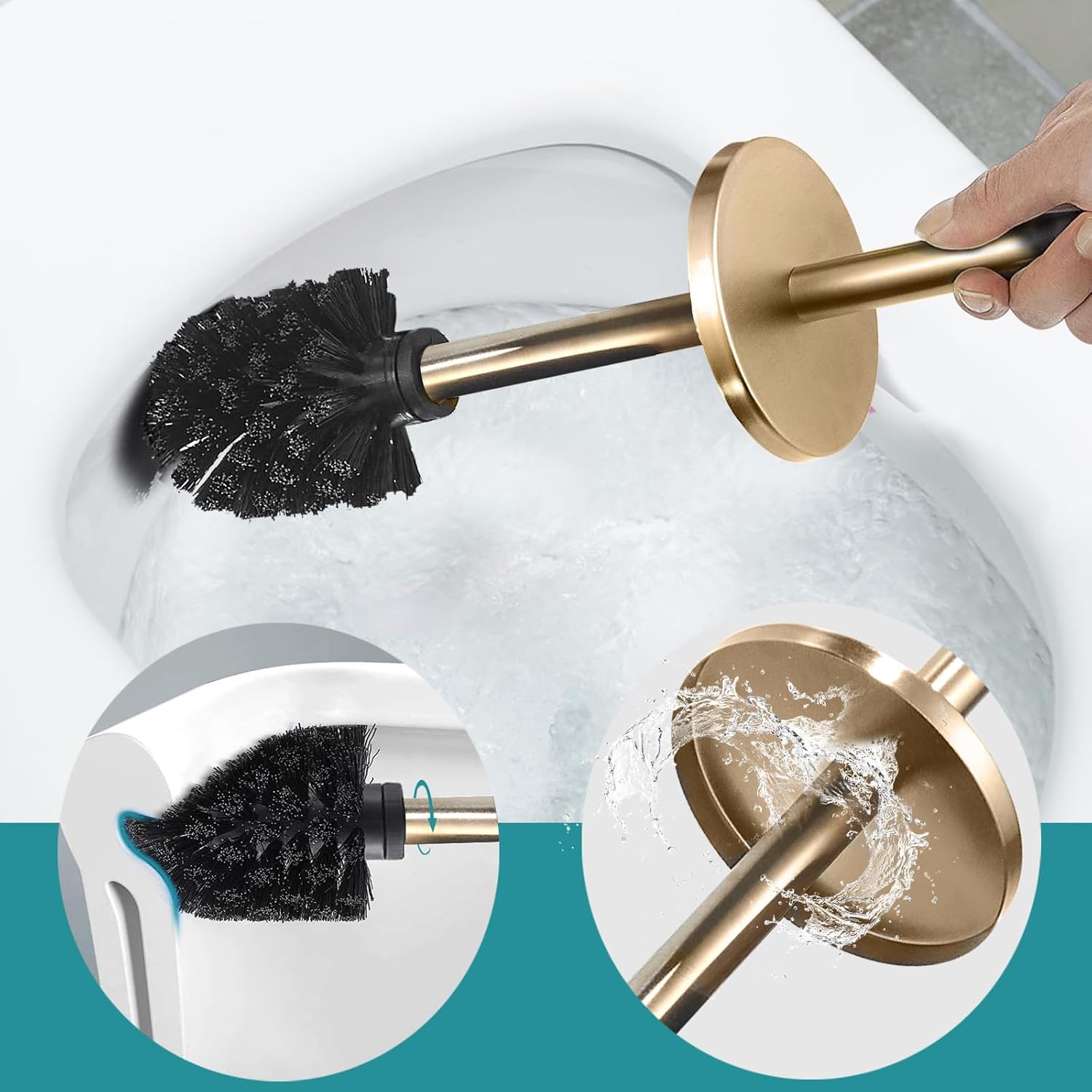 FVITA Wall-Mount Toilet Brush with Stainless Steel Holder