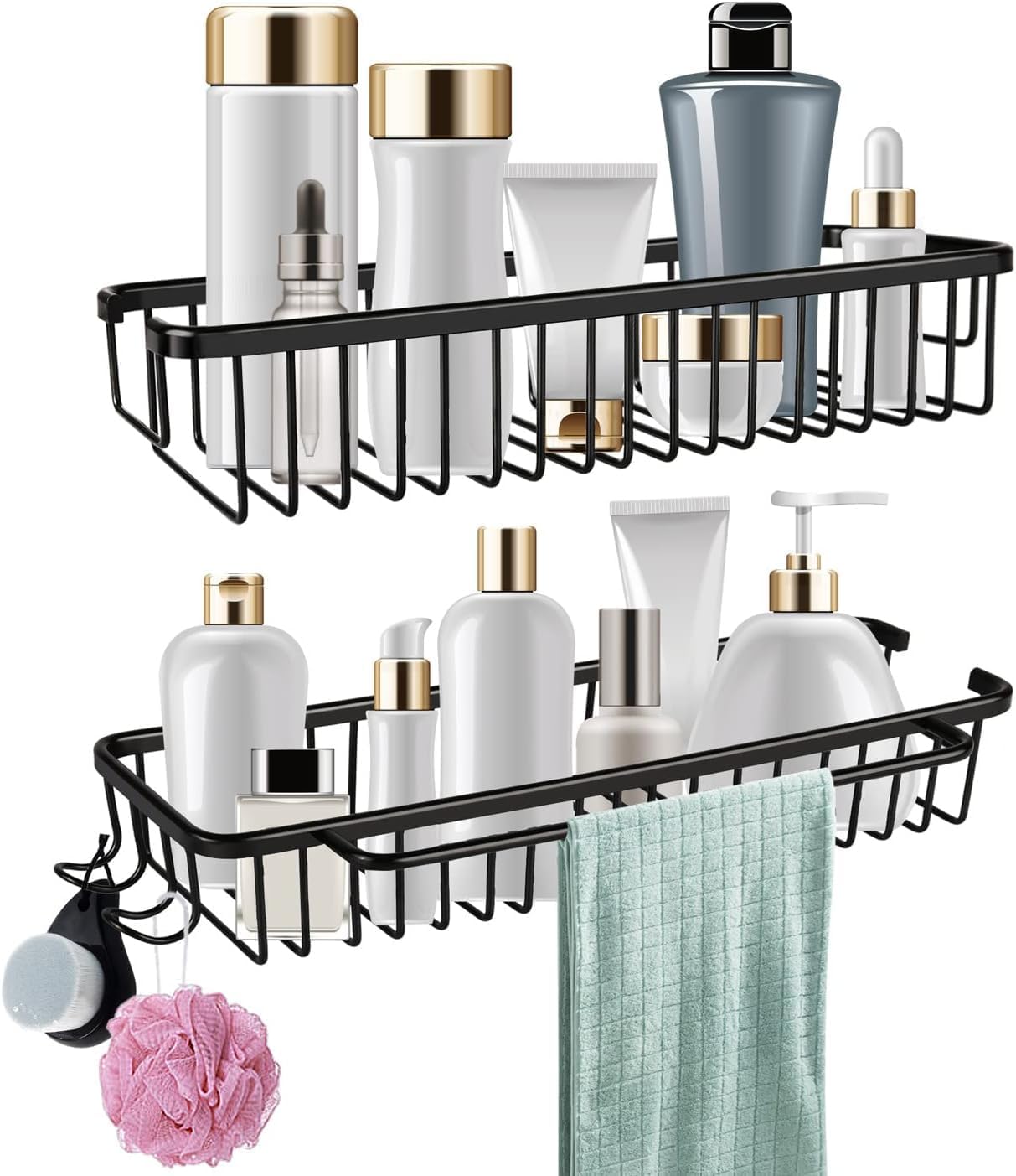 VECELO 2 Pack Shower Caddy Basket Shelf Organizer