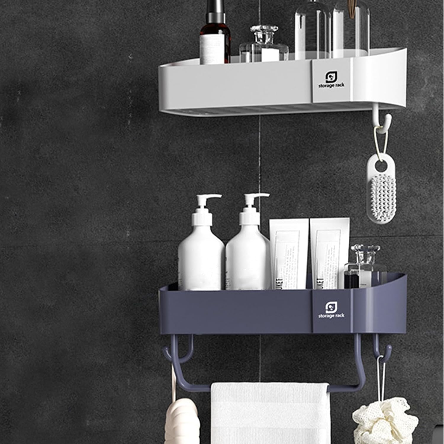 Shower Caddy No Drilling Adhesive Storage Shelf White