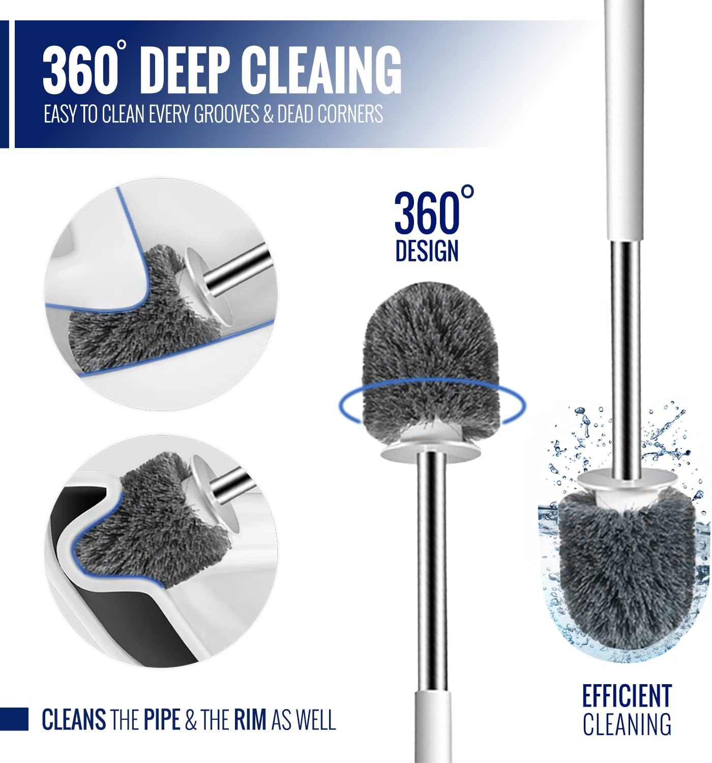 True Fresh Toilet Brush and Plunger Set with Holder Caddy