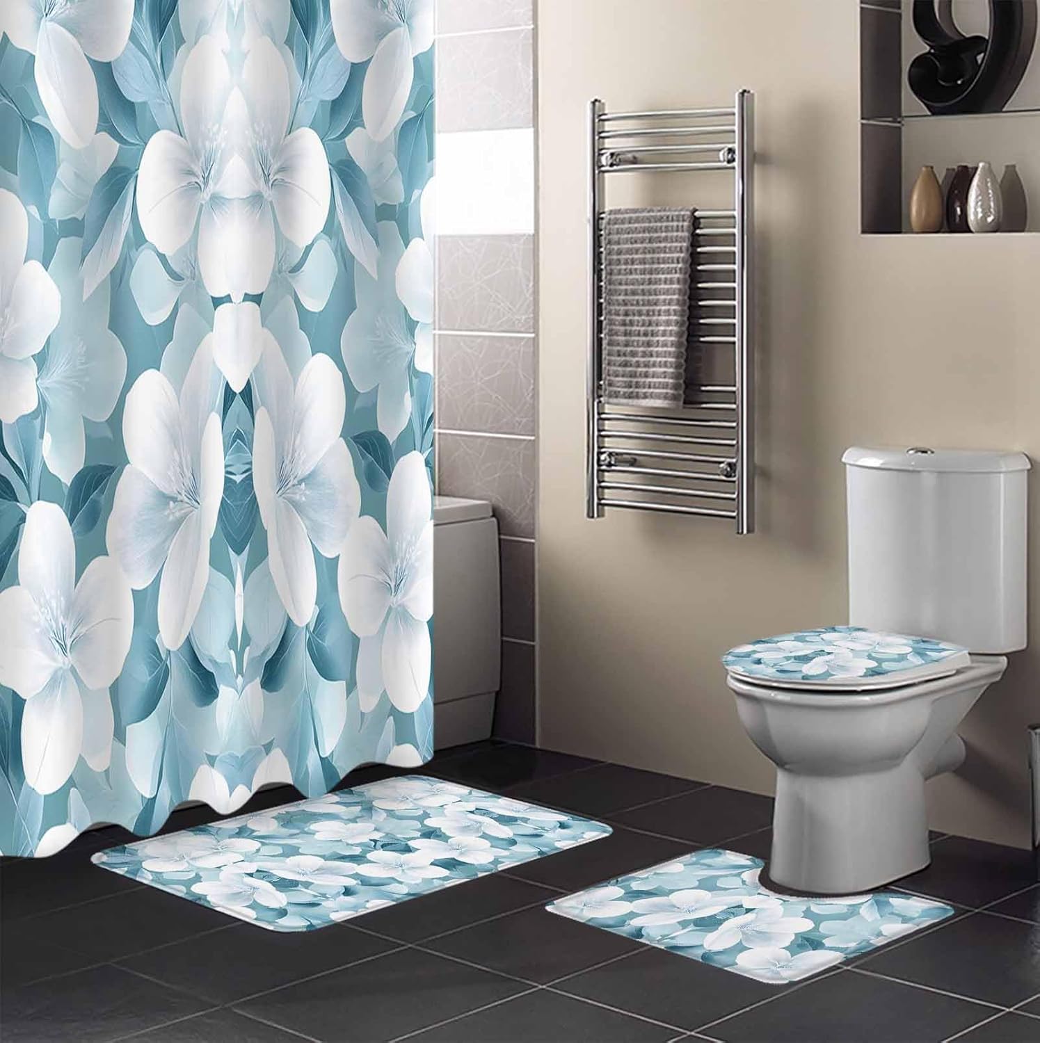 ZOE GARDEN Watercolor Flowers Bathroom Set 1