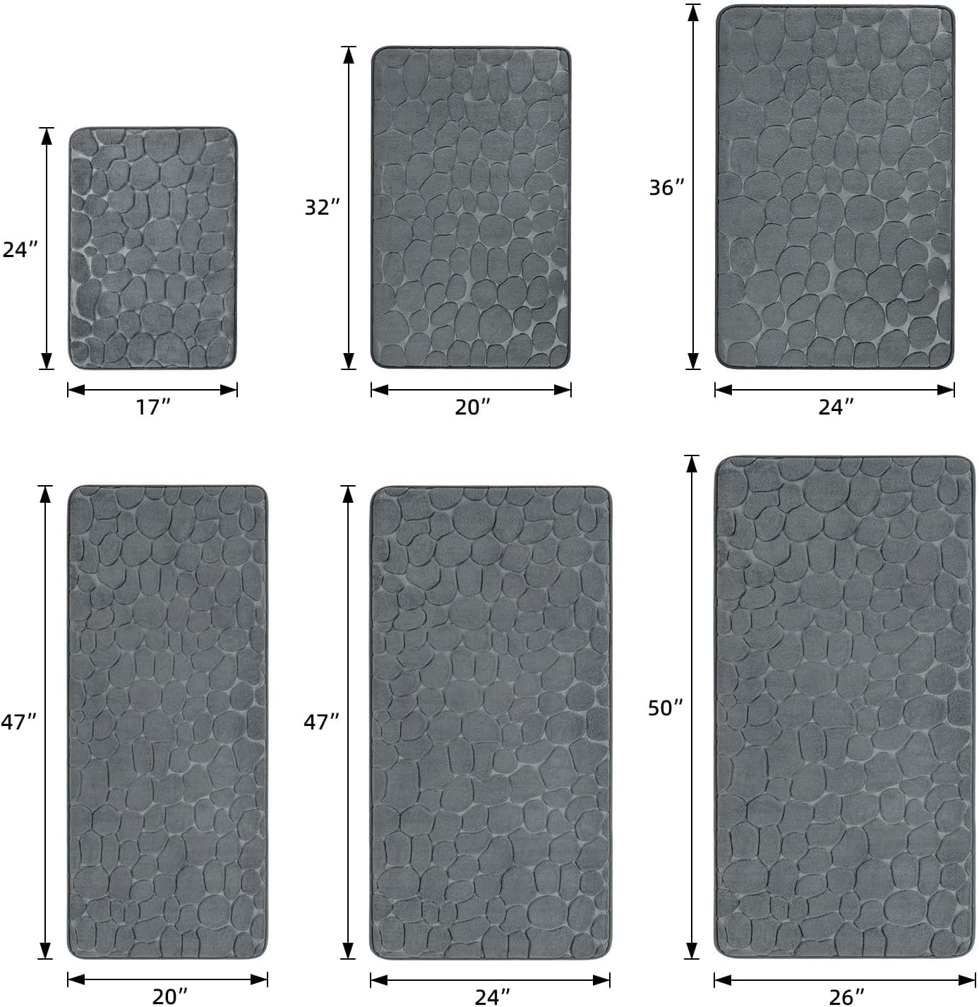 YIHOUSE Memory Foam Bath Mat 20x32 Dark Gray
