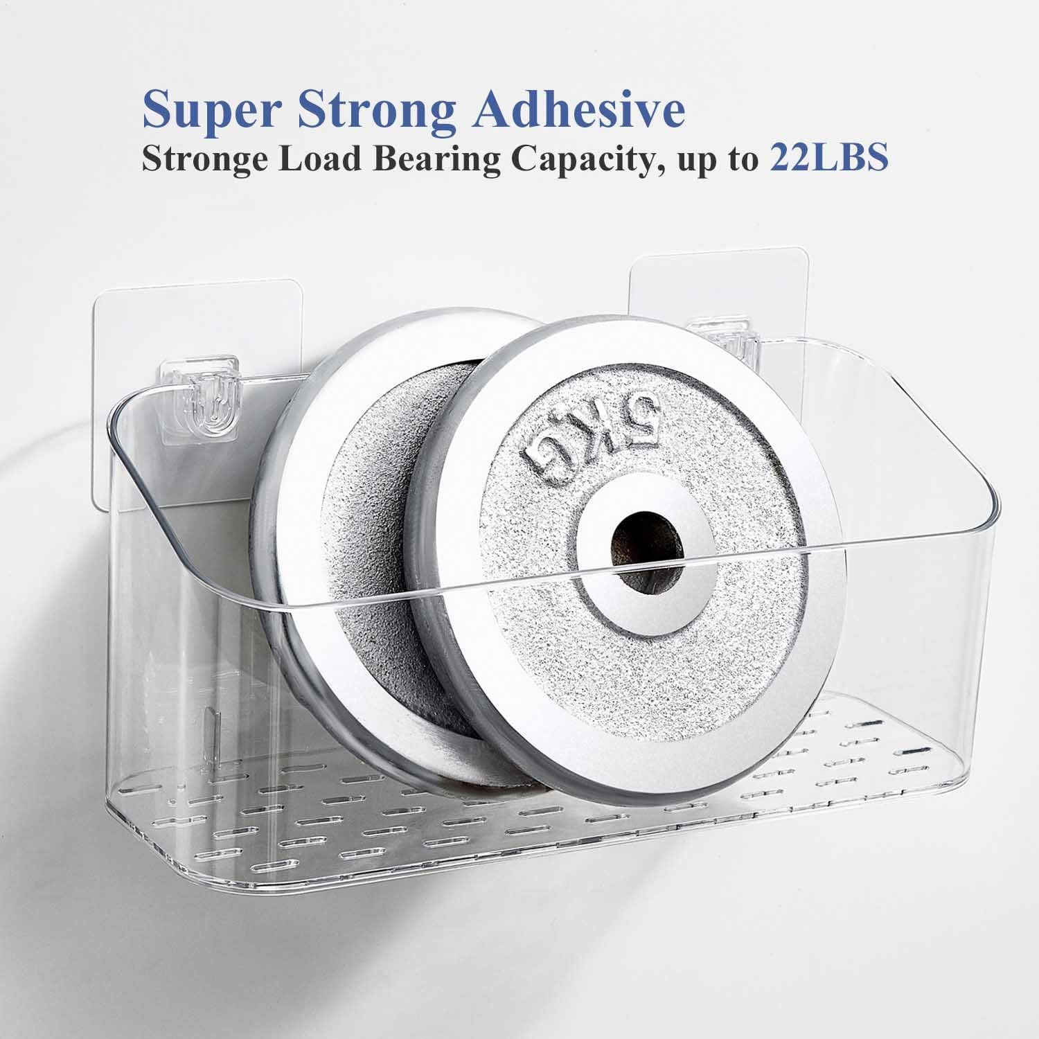 Eunion Adhesive Shower Caddy with Large Capacity and Clear Design