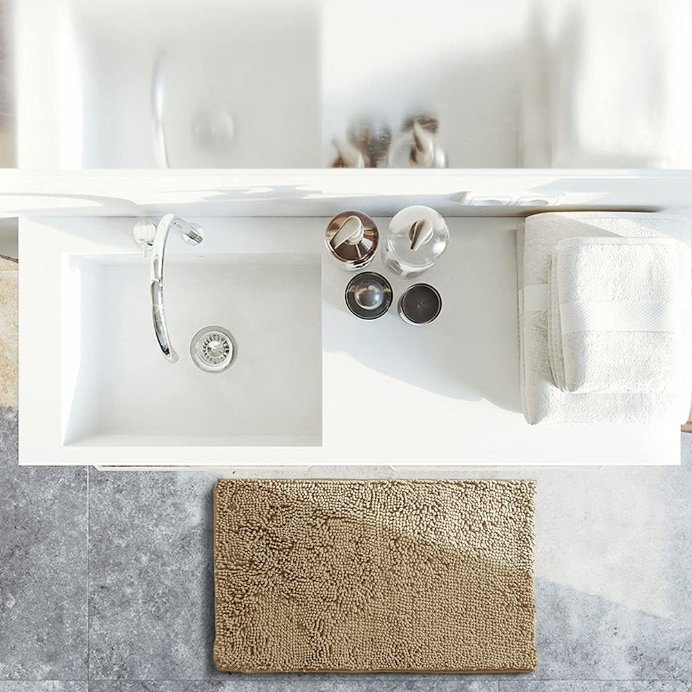 SONORO KATE Plush Bath Rug Non-Slip 3220 Beige