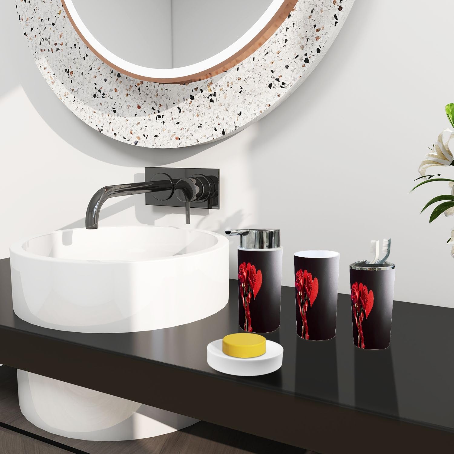 Boho Love Valentine Bathroom Accessory Set 6 Piece
