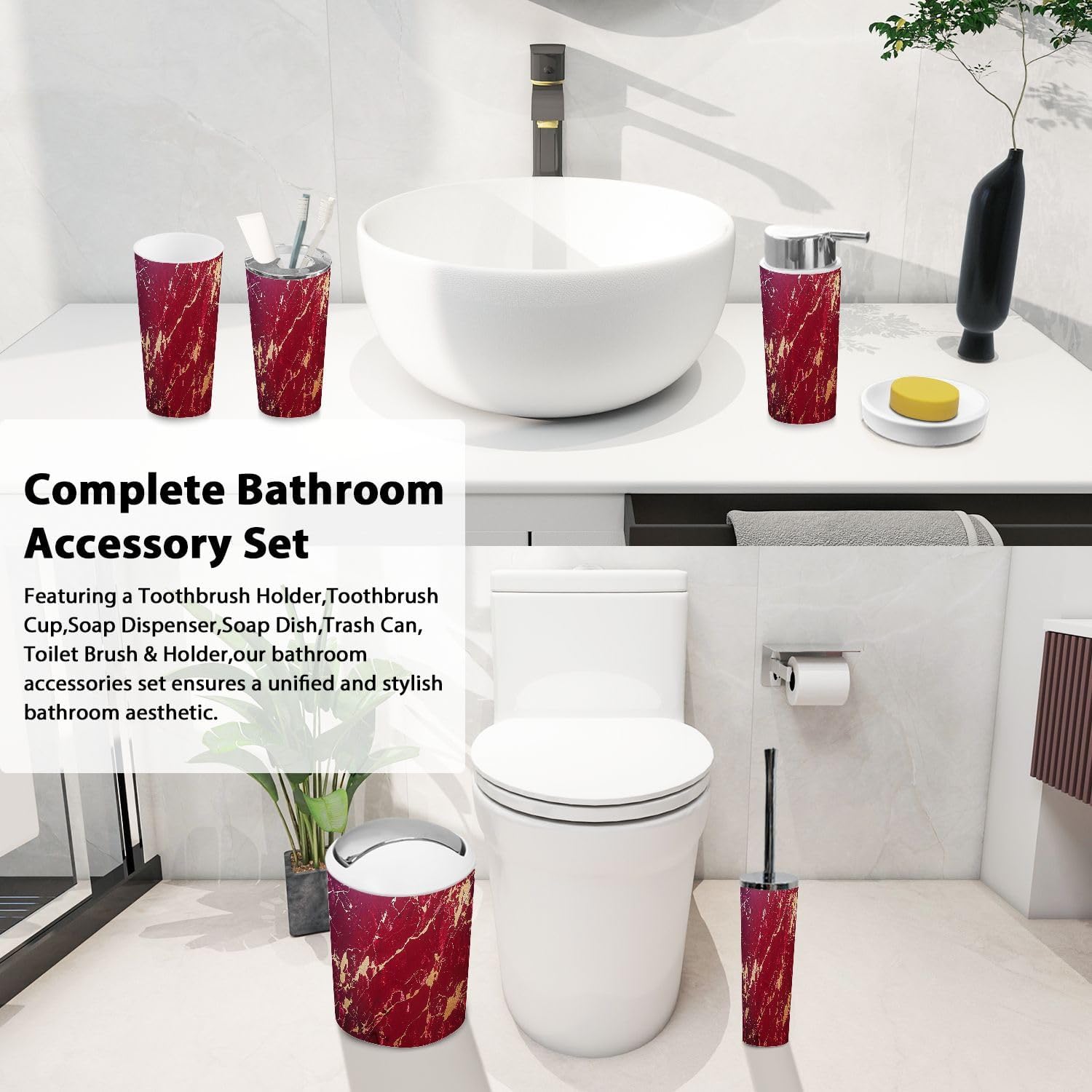 Boho Modern 6-Piece Bathroom Accessory Set