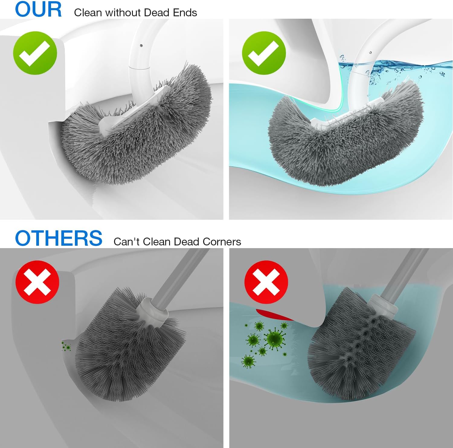 OSCIOSS Toilet Cleaner Brush Set 2 Pack Wall Mounted