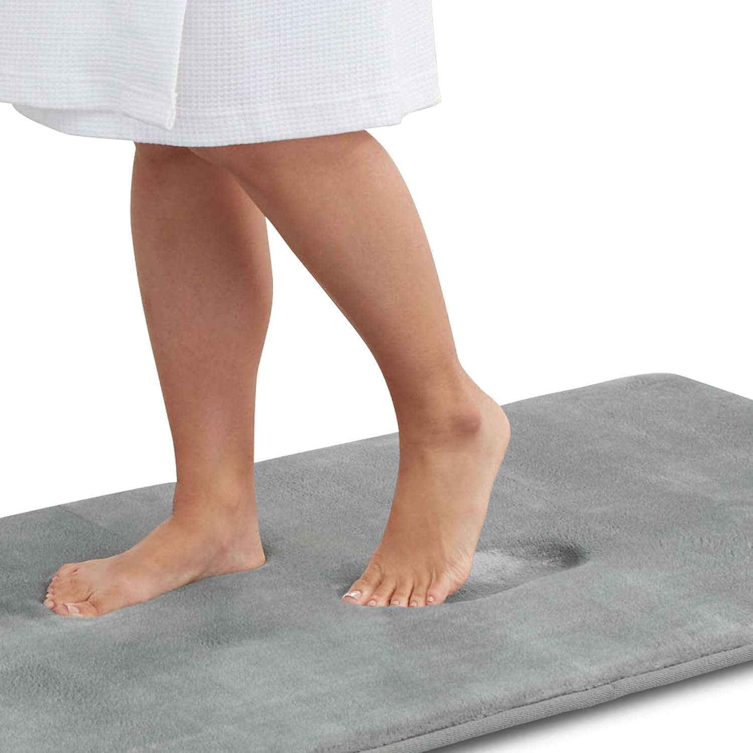 Genteele Bath Mats Non Slip Grey 17x24 Memory Foam Rugs