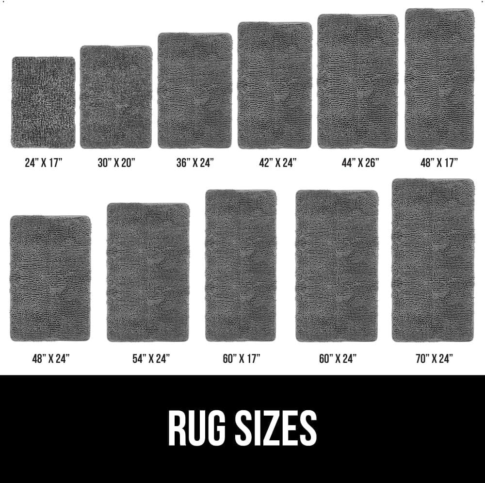 Gorilla Grip Thick Chenille Bath Rug 60x17 Grey