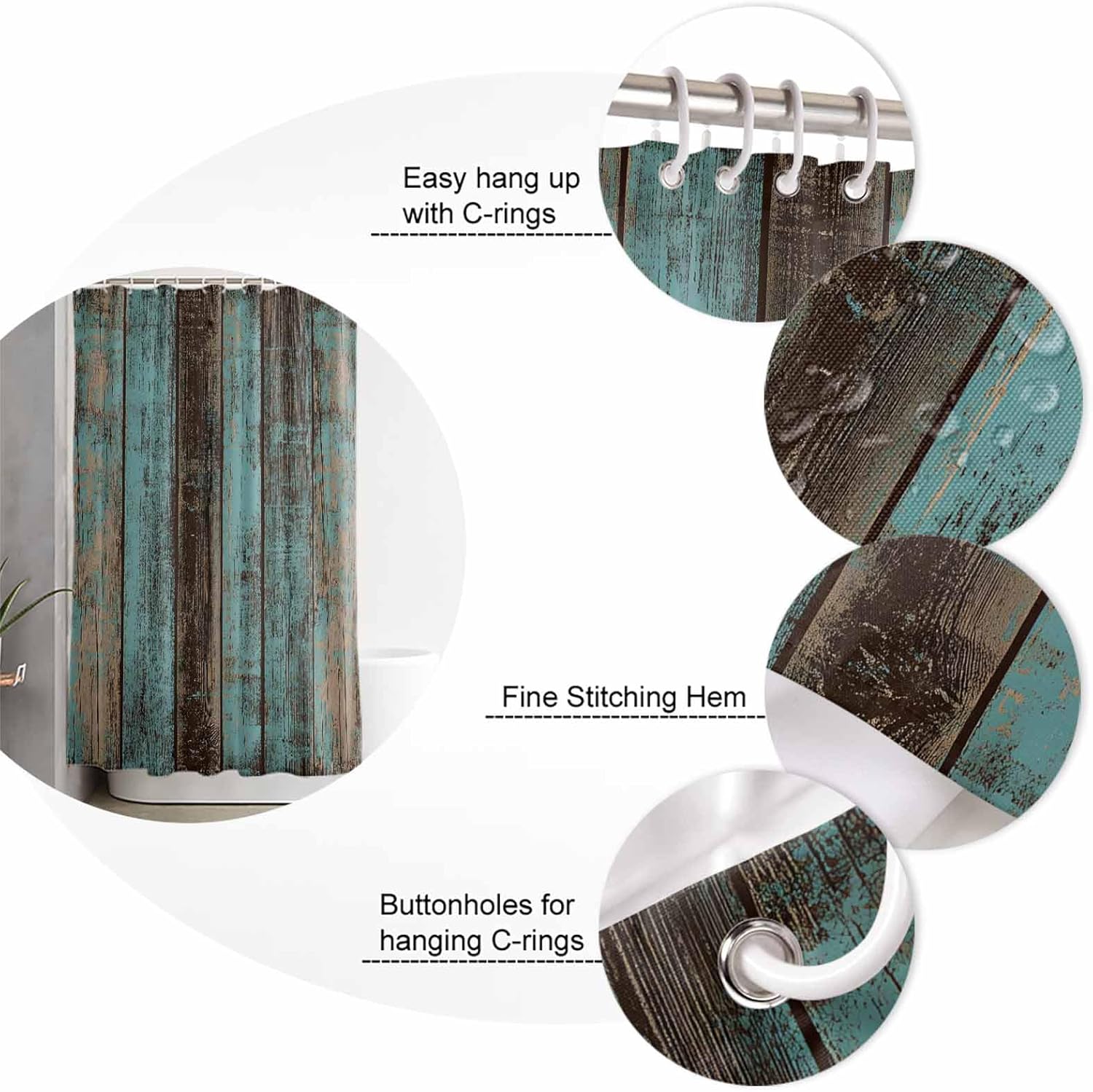 ZOE GARDEN Teal Wood Grain Bathroom Set