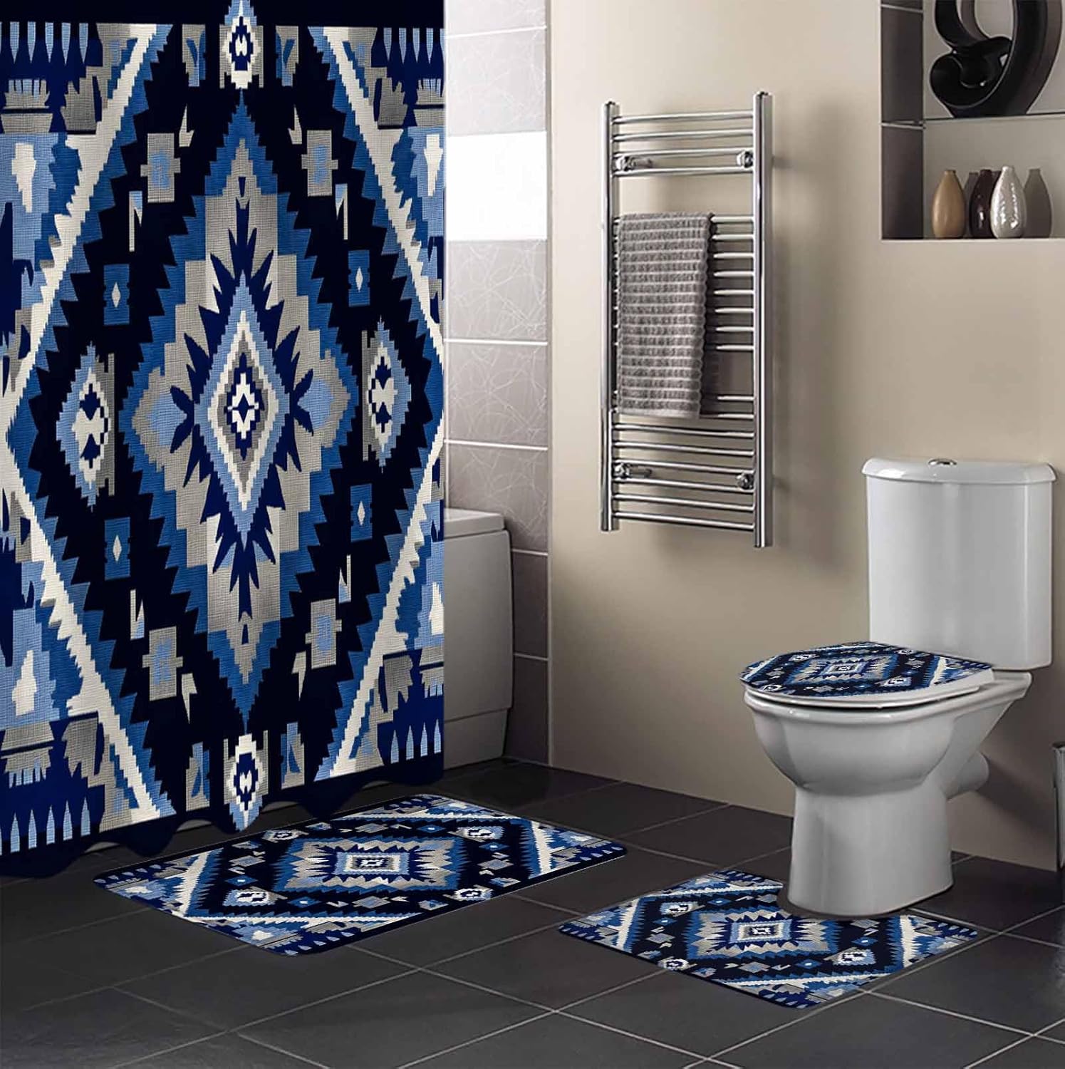ZOE GARDEN Southwest Bathroom Set with Curtain Rug Hooks