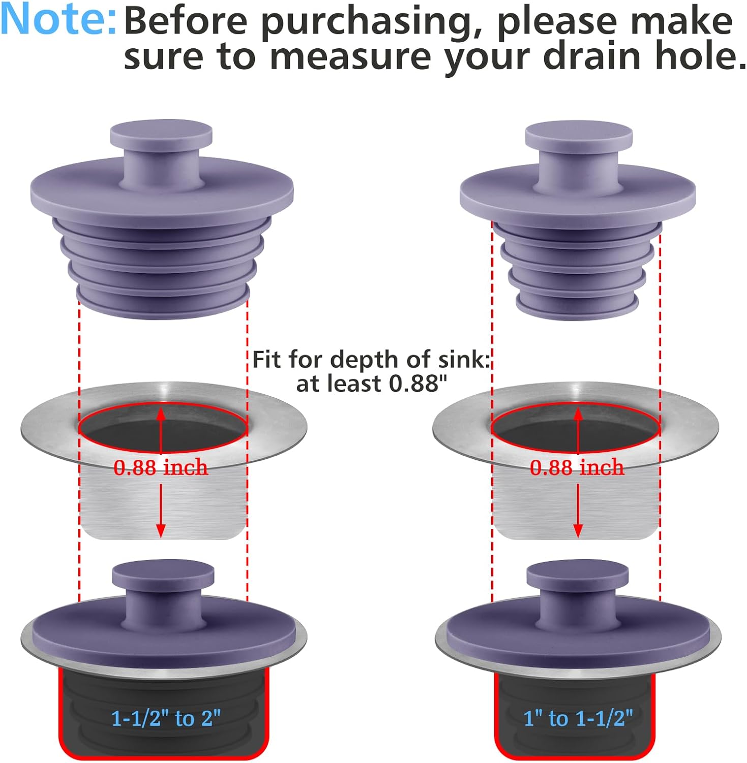 Aluvor 2pcs Bathtub Sink Drain Stopper