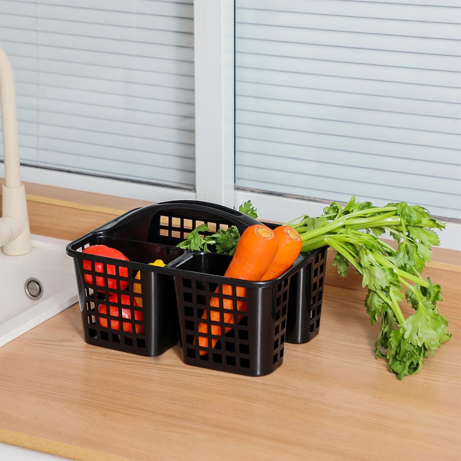 JiatuA Black Portable Shower Caddy Basket with Handle