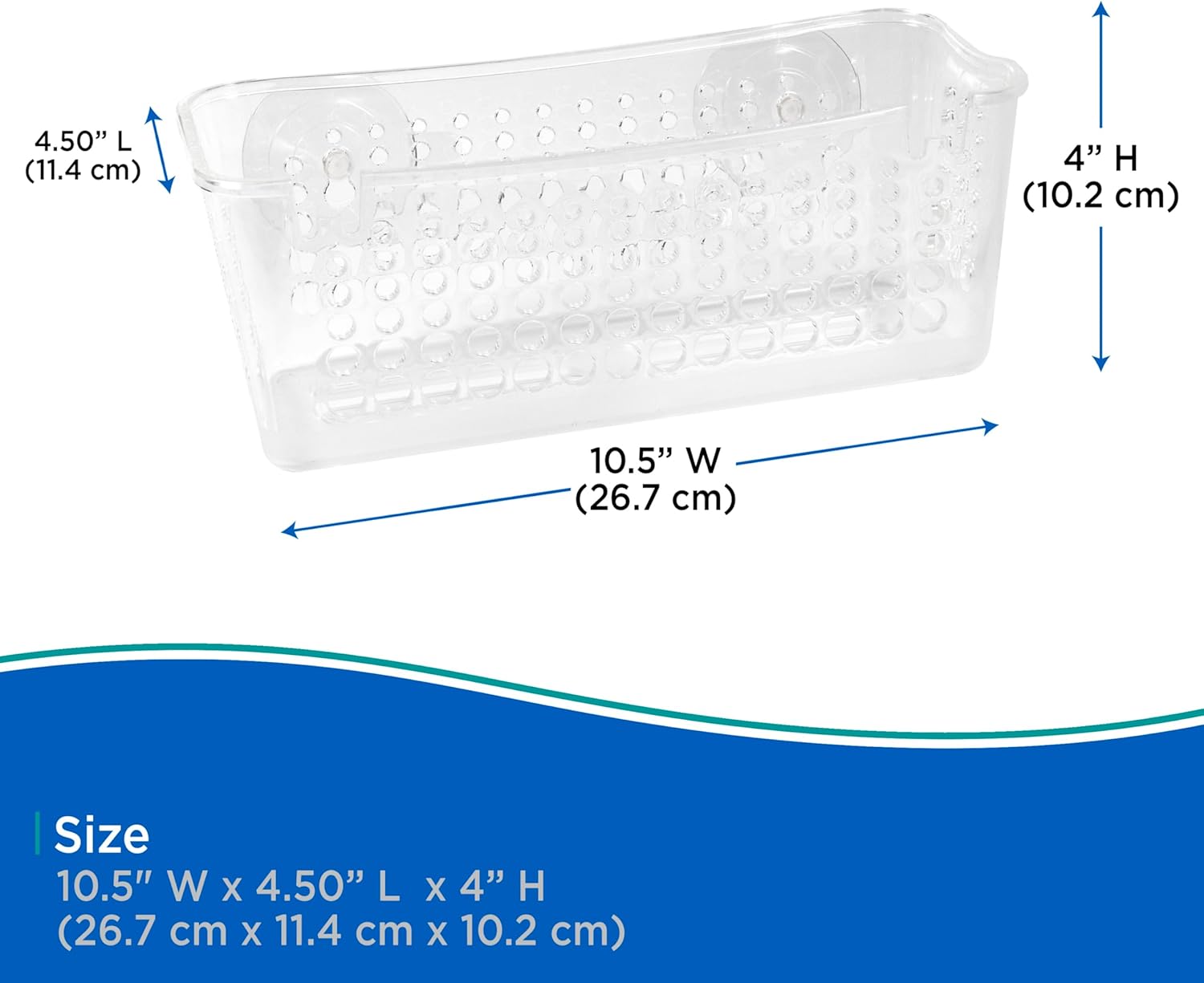 Kenney Suction Cup Clear Shower Basket Caddy