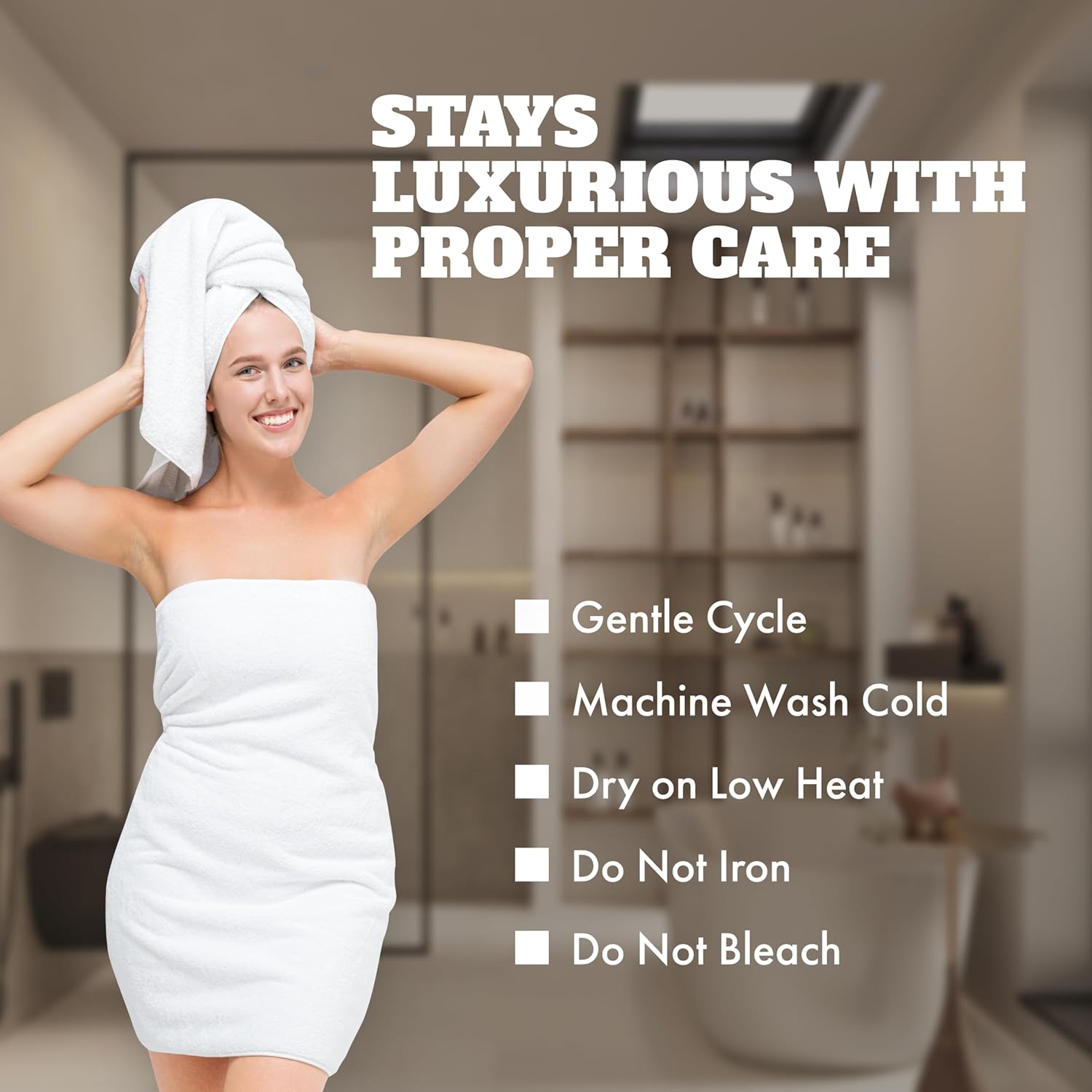 Wealuxe White Bath Towel Set of 4 - 27x54 Inch