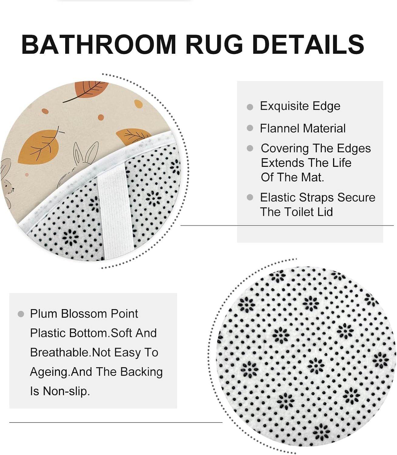 4PCS Fall Cartoon Rabbit Bathroom Set with Non-Slip Rug and Toilet Cover