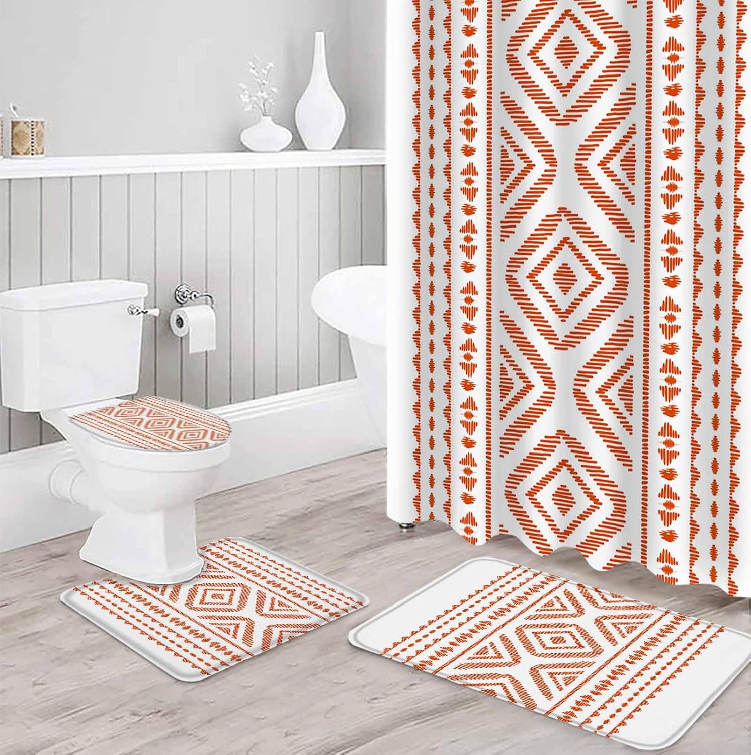 ZOE GARDEN Geometric Orange Bathroom Set