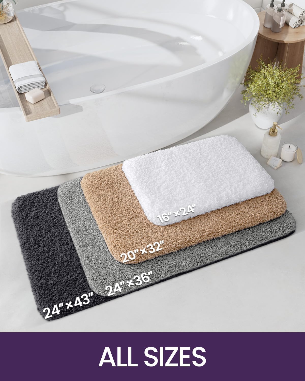 DEXI Bath Mat 24x16 Non-Slip Microfiber Rug