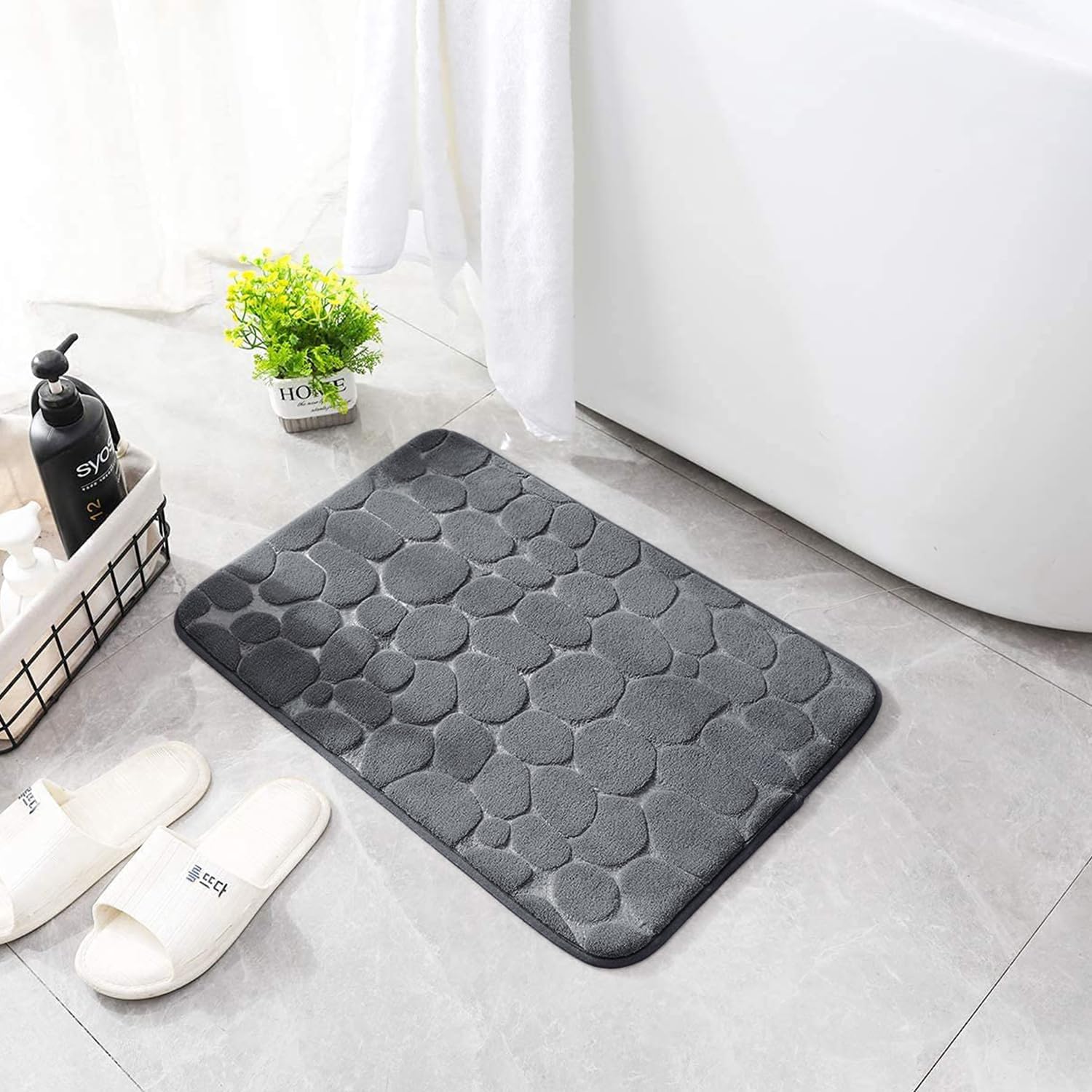 YIHOUSE Memory Foam Bath Mat 20x32 Dark Gray