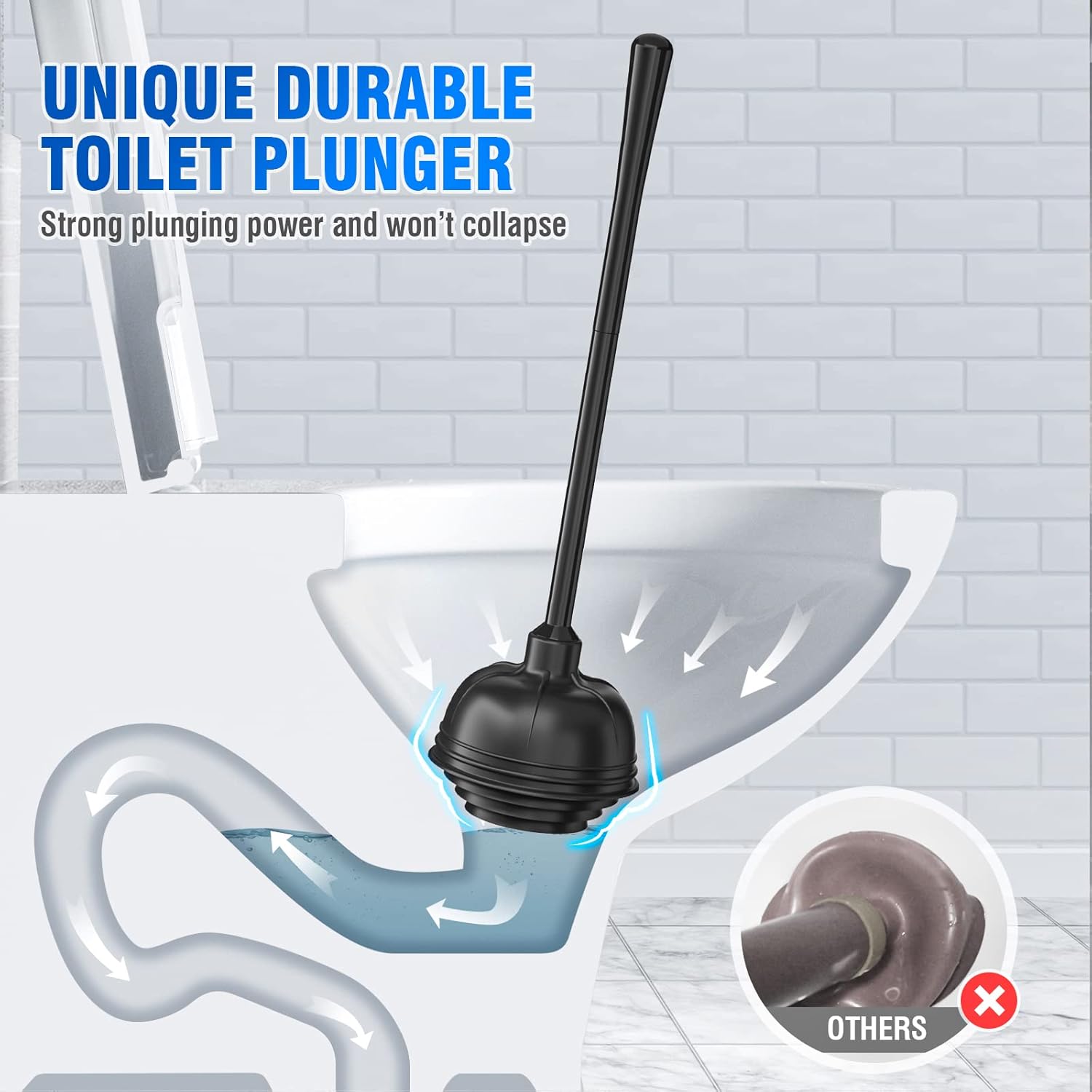 Uptronic Toilet Plunger and Brush Set with Holder 1