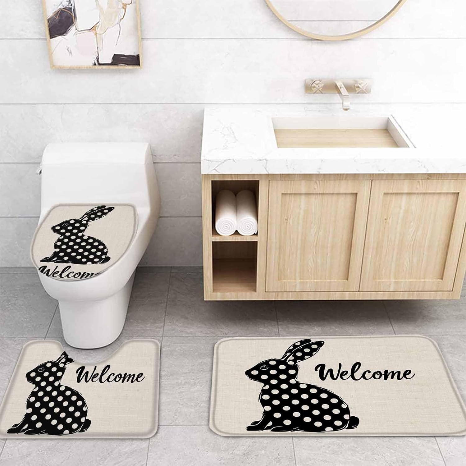 ZOE GARDEN Easter Bathroom Set with 72x72 Shower Curtain and Mat