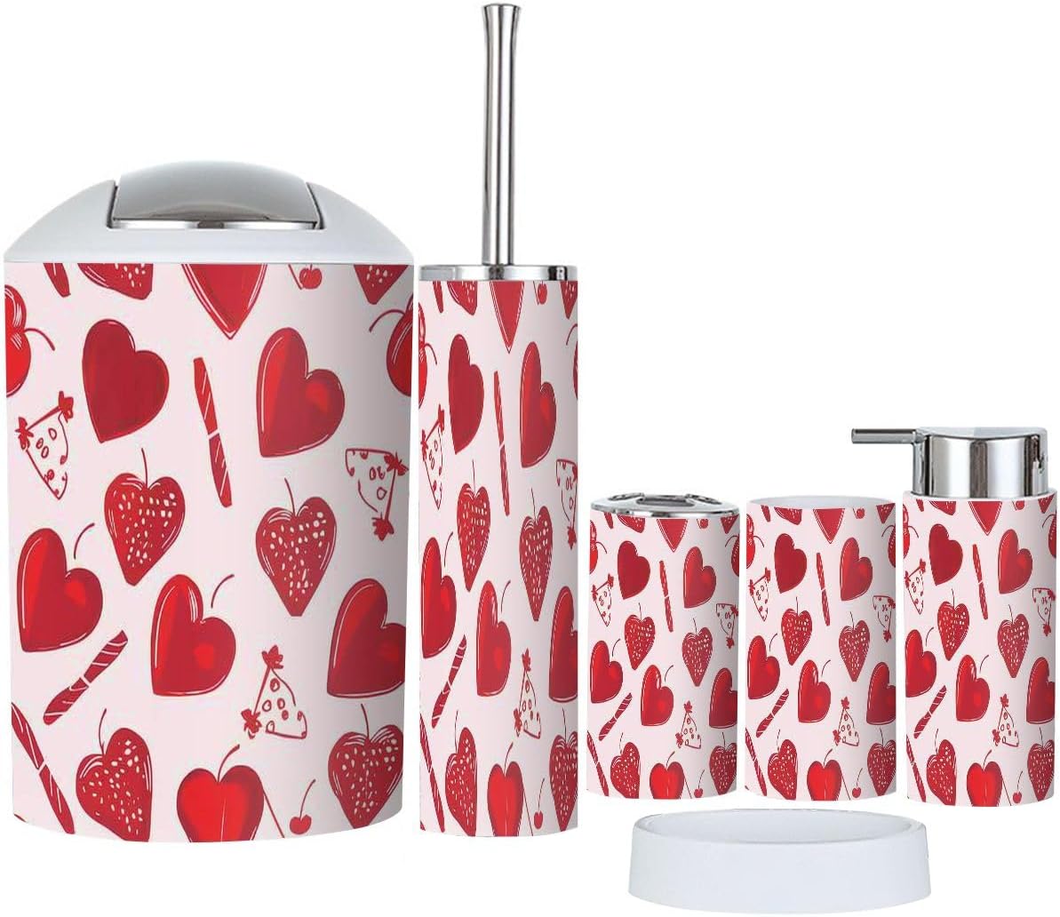TRANQDEHOM 6 Piece Boho Valentine Bathroom Accessory Set